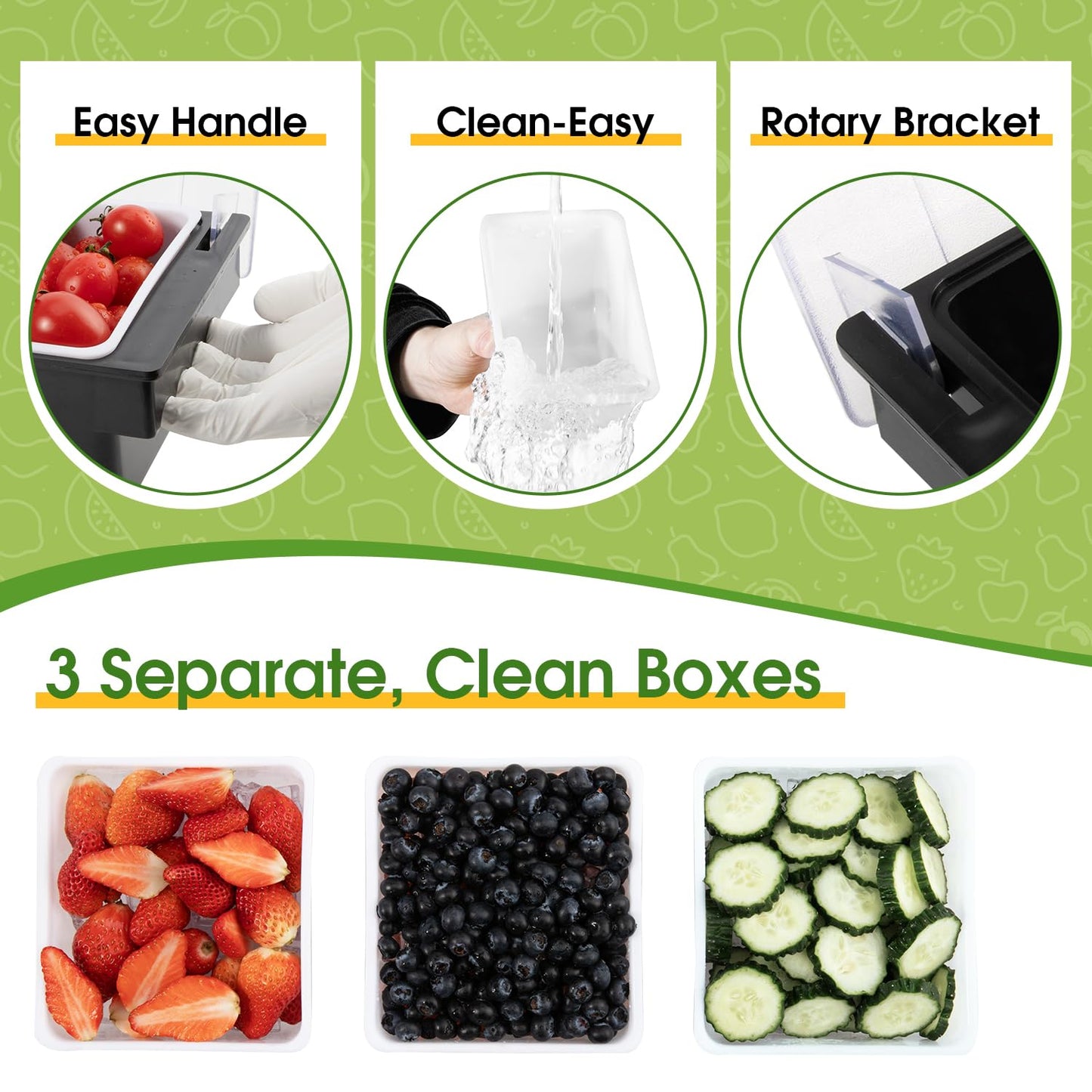 POWLAB Fruit, Veggie & Condiment Caddy with Lid Dispenser Tray Garnish Station for Bartending & Serving Taco (2, 3 Compartment)