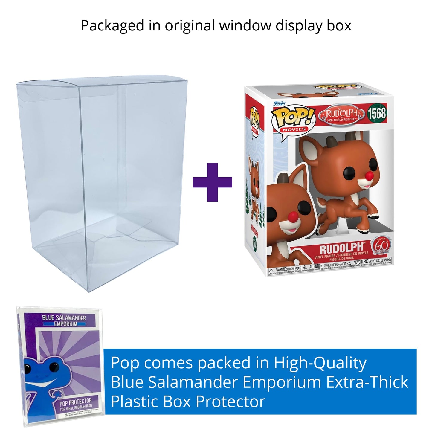 Blue Salamander Emporium Protective Case Bundle – Includes Rudolph (Flying) #1568 Vinyl Figure, Collectible Gift Idea