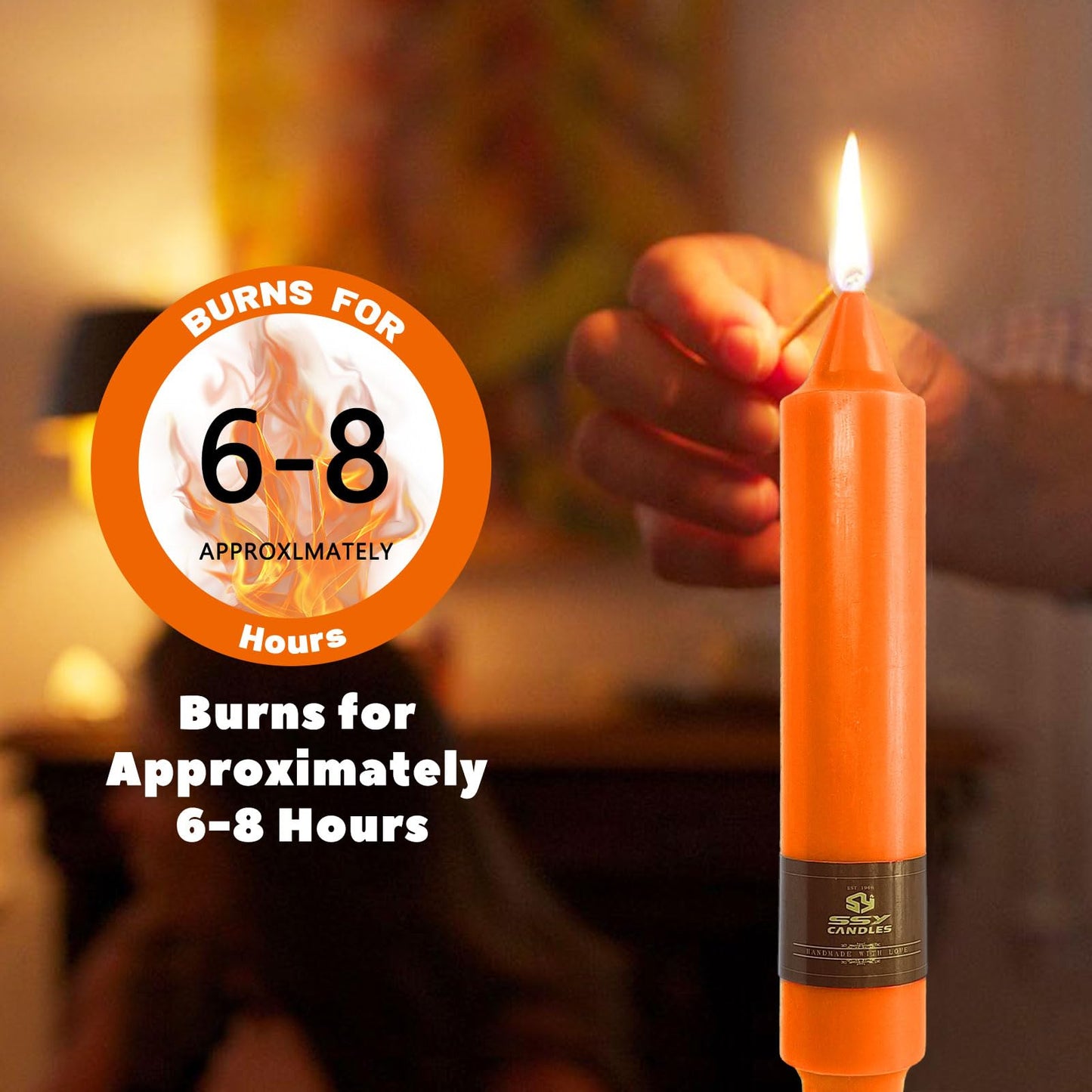 NJAO HOO Halloween Candlesticks Orange Short Taper Candle 7 Inch Unscented Dripless Tapered Candle Set for Home Dinner Fall Decor Party, 4 Pack