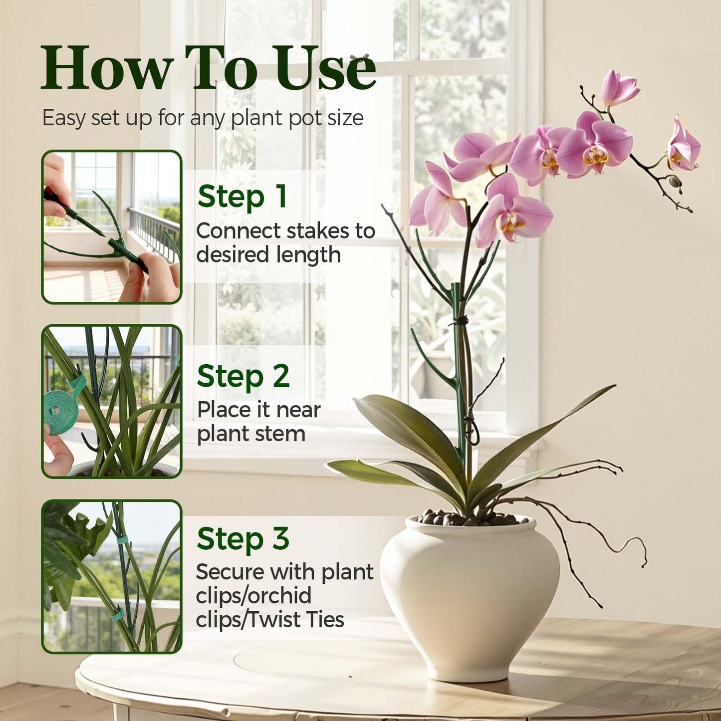 10 Pack Stackable Monstera Plant Support Stakes, Adjustable Plant Supports for Small Indoor Potted Plants, Pothos, Philodendron, Ivy & Climbing Vine Plants