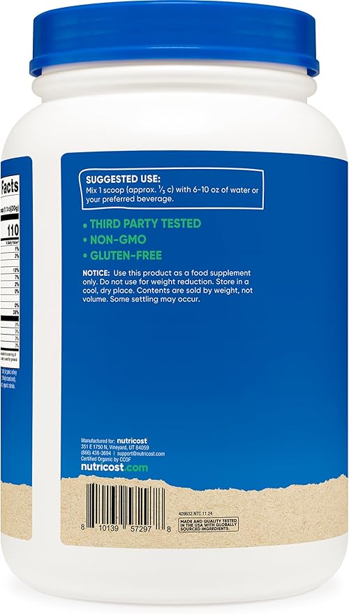 Nutricost Organic Whey Protein Concentrate, French Vanilla Flavored, (2LBS) - Gluten-Free, Non-GMO