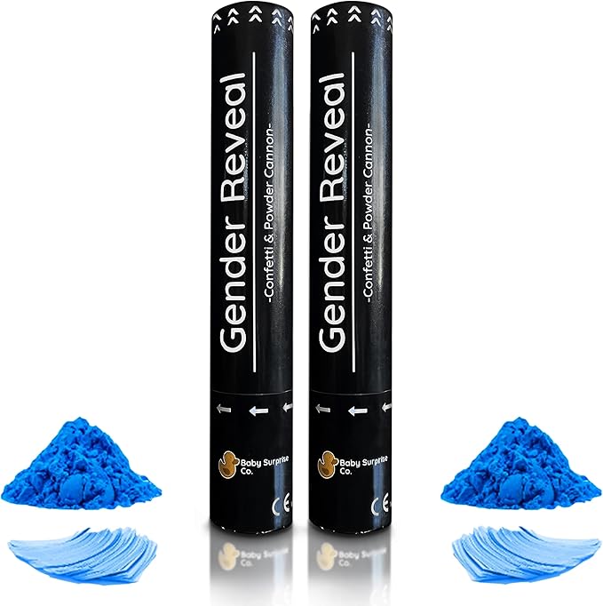 Gender Reveal Confetti Blue - Confetti Only with Non-Toxic, Food-Grade Corn Starch - Air Compressed Party Popper - Big and Bright for Photo Effects (Blue)