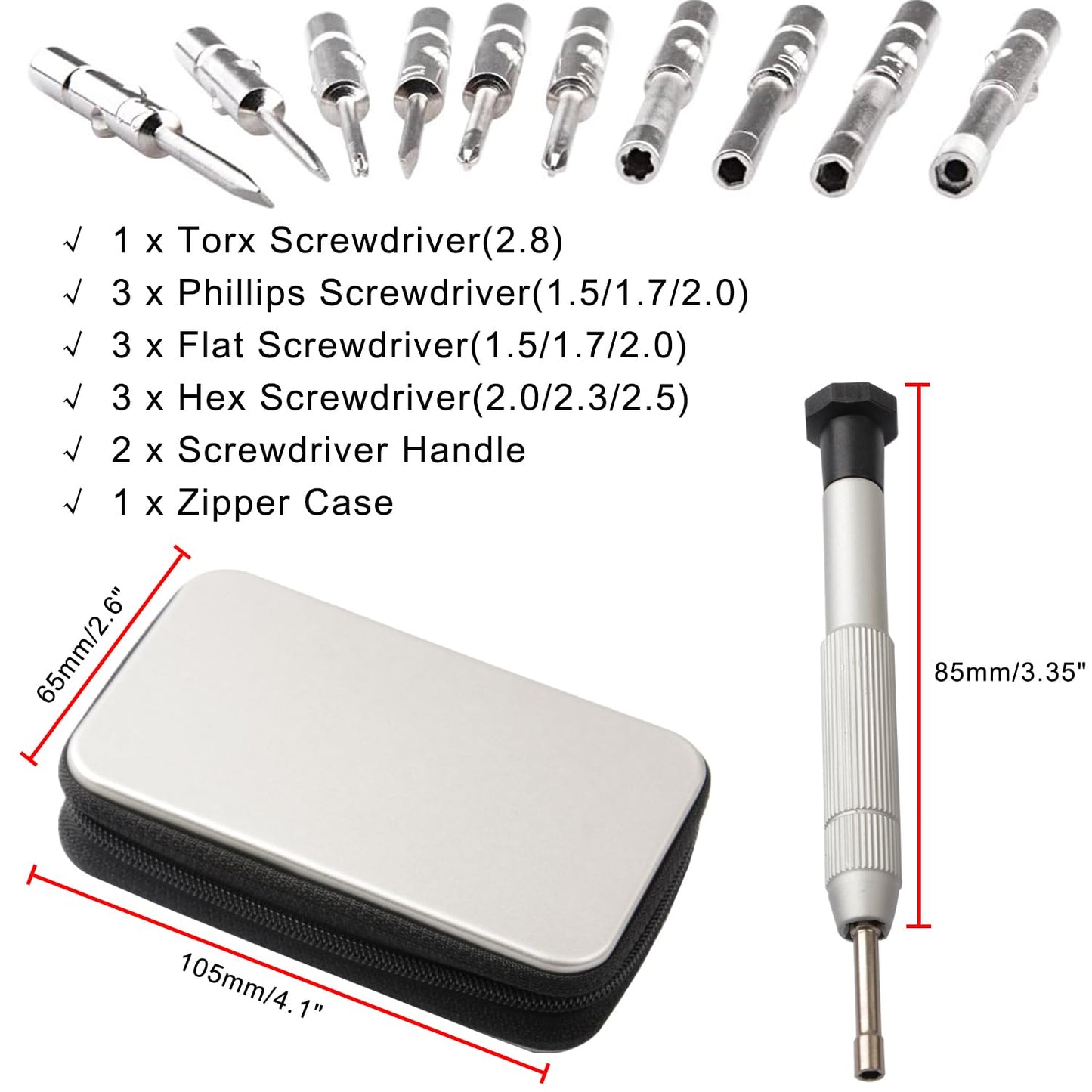 CJRSLRB Screwdrivers Kit Repair Tool for Eyeglass/Glasses/Watch/Cellphone/Clock 12-Pieces Eyeglass Repair Tools Kit Precision Mini Screwdriver Set (Travel Pocket)