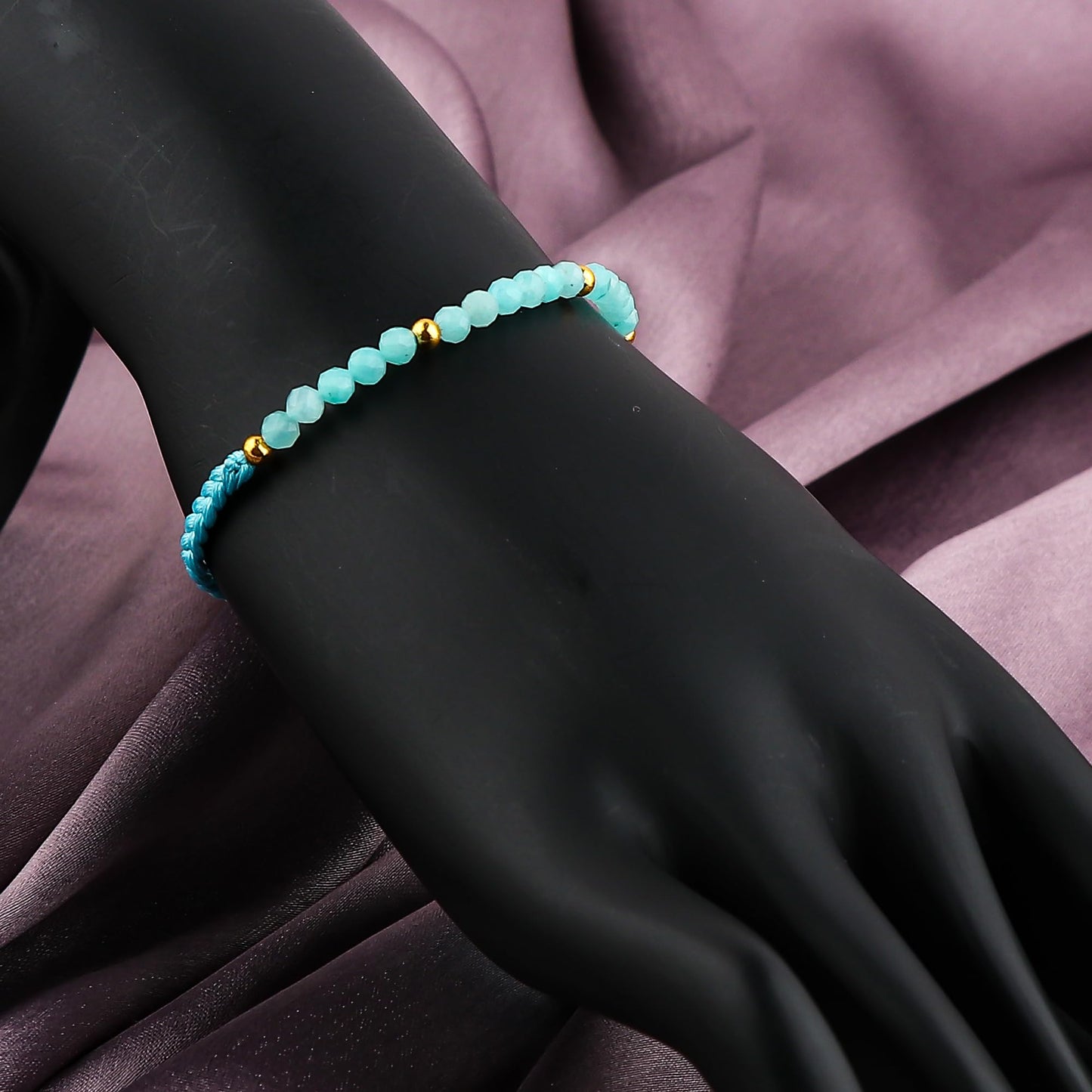 GEMSYMPHONY Amazonite Gemstone Beads Braided Bracelet – 3.5mm Natural Stone Beads, Handmade Adjustable Braided Rope Bracelet, Healing Crystal Jewelry for Men & Women, Unisex Boho Gift (Amazonite)