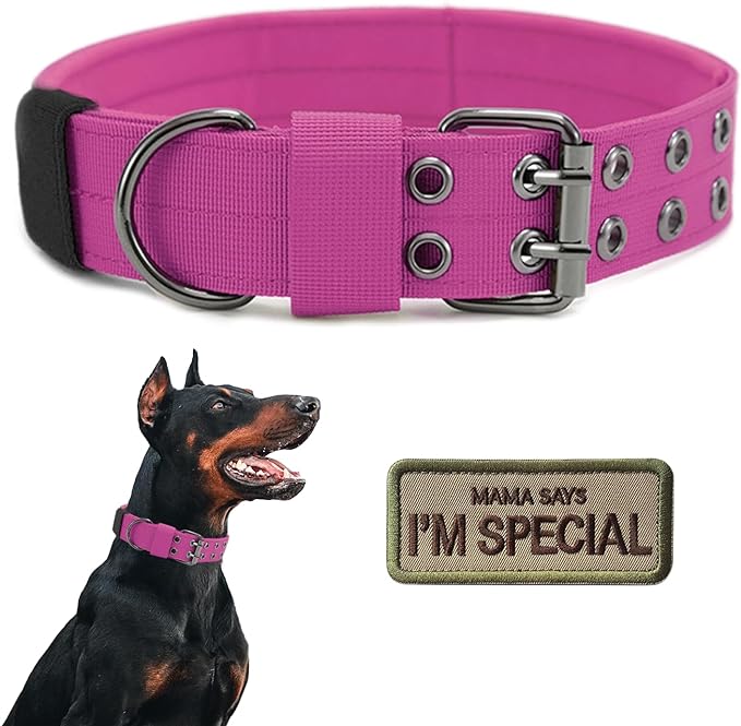 Tactical Dog Collar Heavy Duty Metal Buckle Collars for Medium Large Dogs