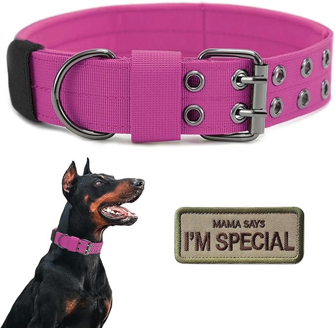 Tactical Dog Collar Heavy Duty Metal Buckle Collars for Medium Large Dogs