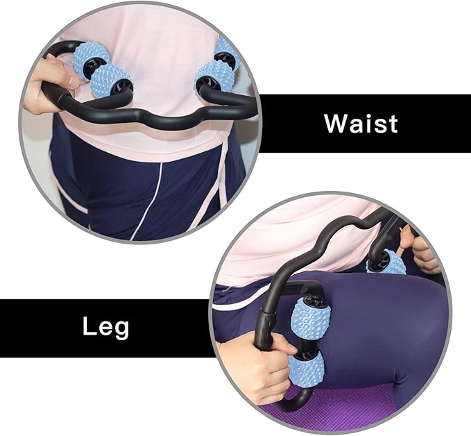 Upgraded Six-Wheel Muscle Roller - Arm & Leg Massager, Forearm & Calf Roller, Tennis Elbow Brace for Men, Carpal Tunnel & Tendonitis Relief, Perfect for Wrist, Hand, Foot, & Thigh