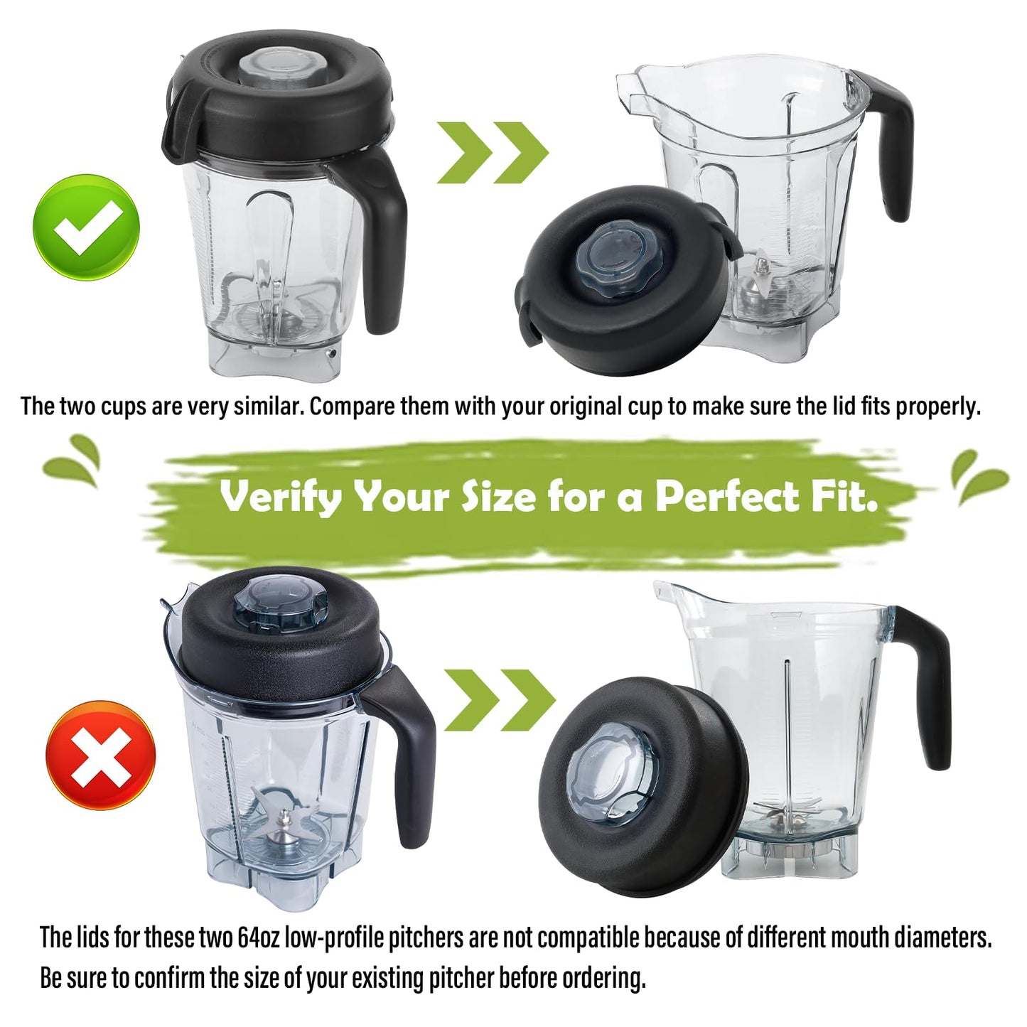 Blender Lid Replacement, 64 oz Low-Profile Container Lid Replace for Pro 750 Series Blender Cover, Rubber Blender Lid for 64oz Container Pitcher Jar Cup Top