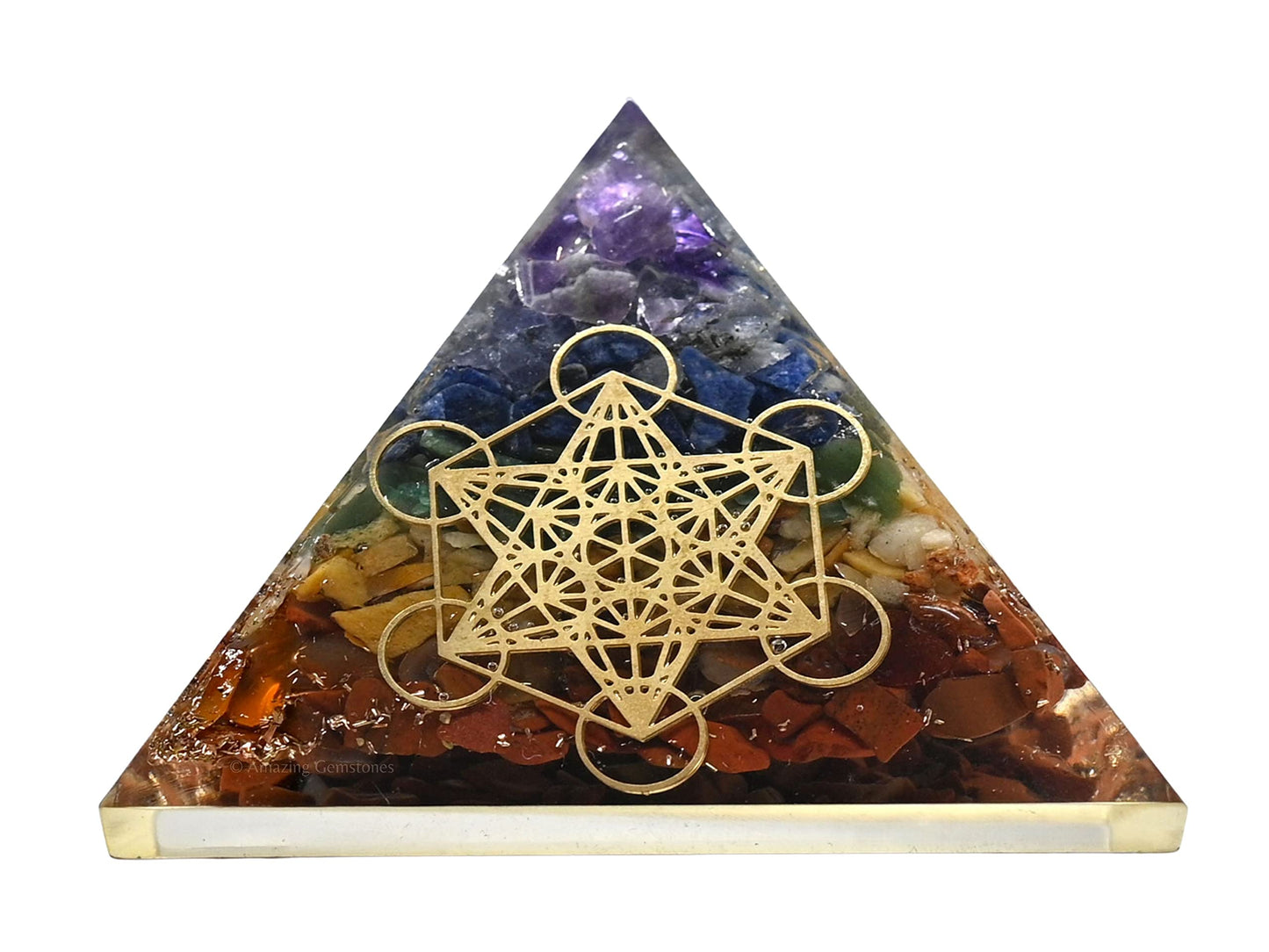 Amazing Gemstone Large Orgone Pyramid | Natural Chakra Pyramid Crystal | Metatron Orgonite Pyramid | Organ Pyramids Positive Energy Healing