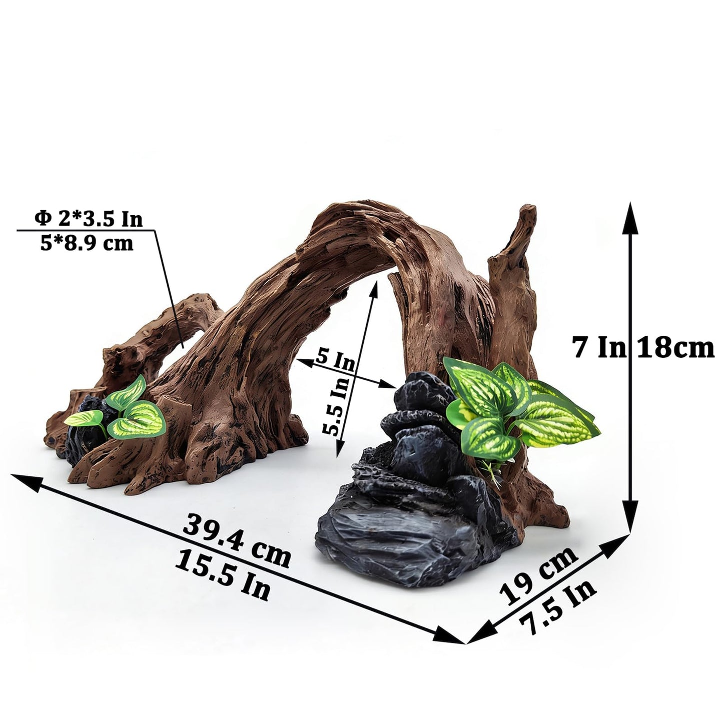 PEUILST Large Fish Tank, Sunken Wood Decoration, Aquarium Accessories, Artificial Driftwood Landscape Center Ornaments, Suitable for Decorating Fighting Fish, Shrimp, Goldfish, and Reptiles