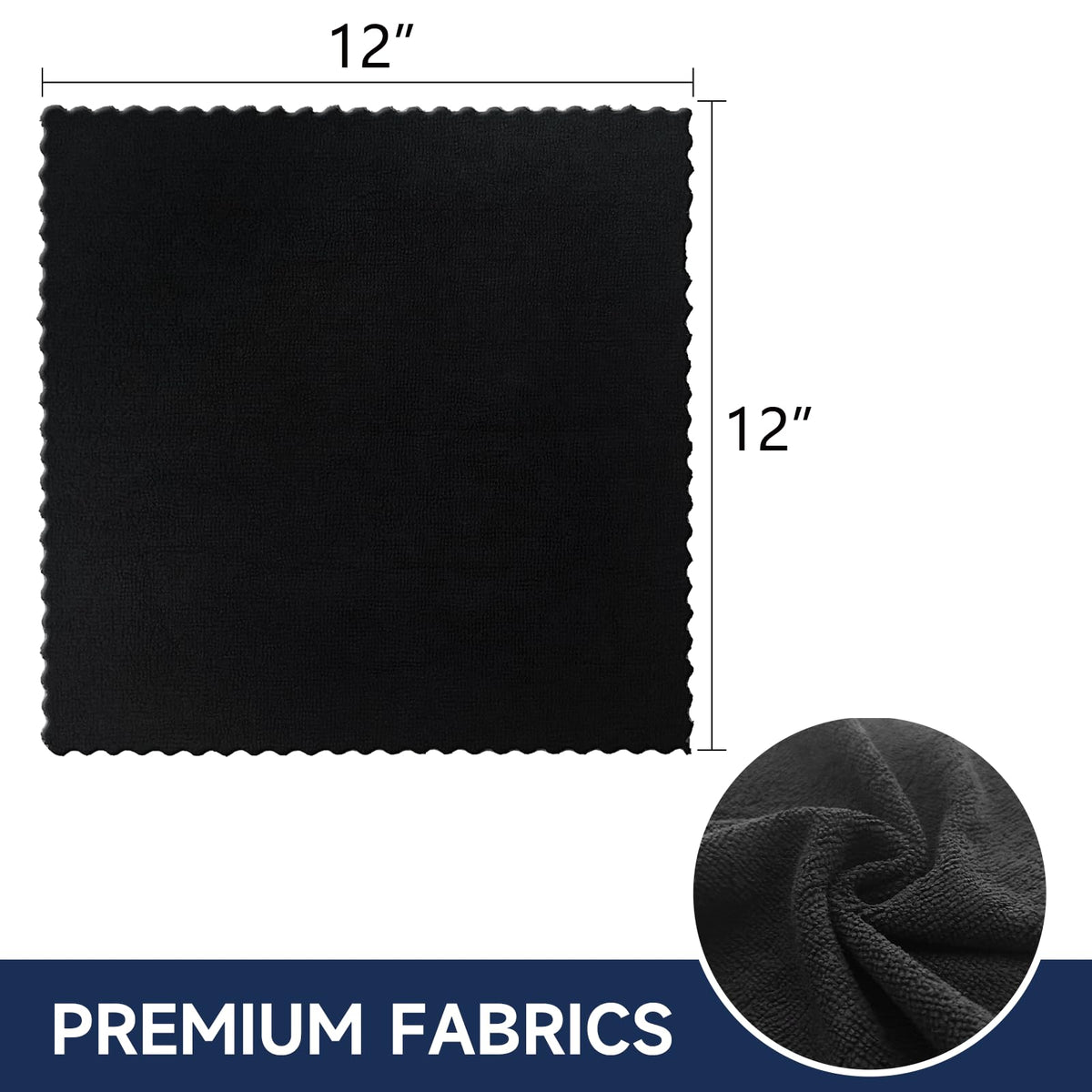 12" x 12" Black Microfiber Cleaning Cloth (40 Count)