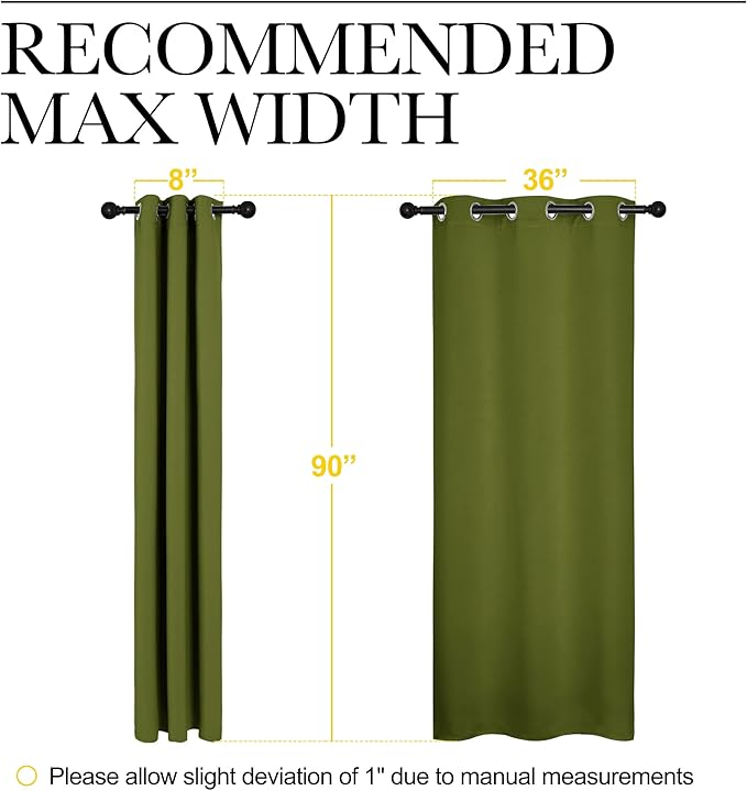 NICETOWN Patio Glass Door Christmas Panels, Blackout Curtains for Bedroom/Living Room, Privacy Panel Drapes for Dining Room and Guest Room (Olive Green, 42 inches Wide x 90 inches Long, 1 Pair)