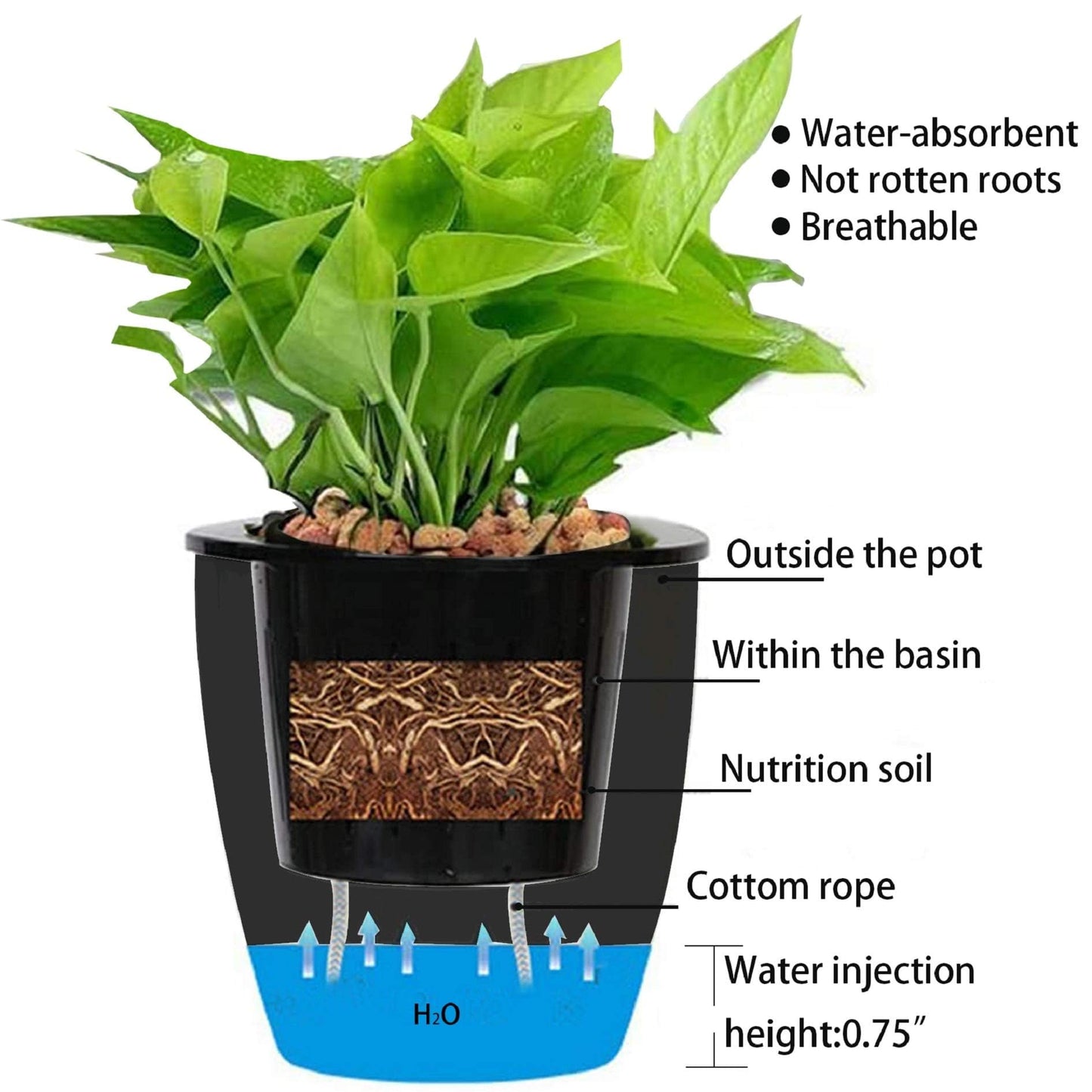 elfinrm 7Pack Self-Watering Plant Flower Pot Wall Hanging Plastic Planters Size 7 inch with 7 Hooks Replacement for Plants Flowers Indoor Outdoors