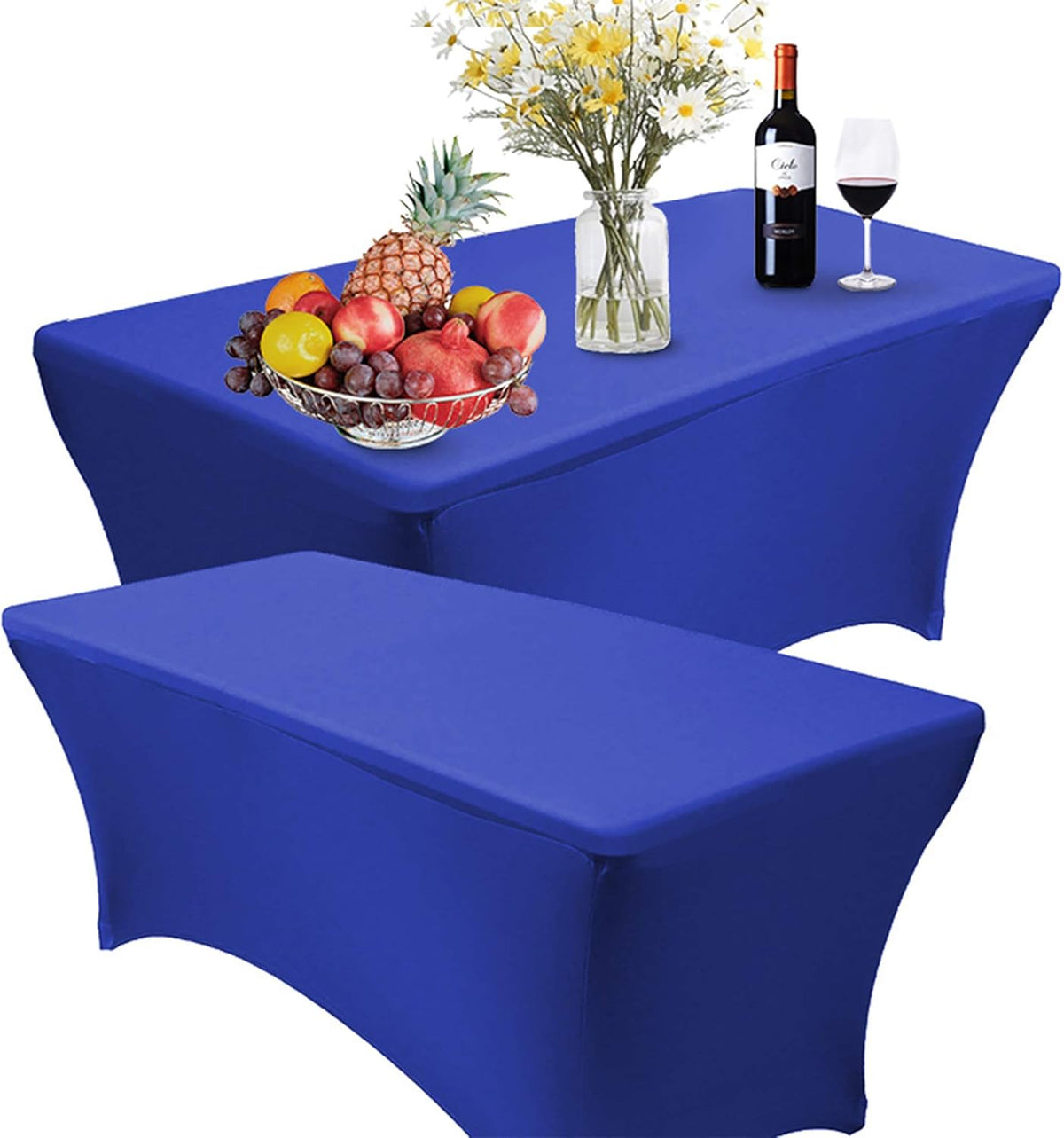 RELIANCER 2 Pack Stretch Spandex Table Covers for Rectangular Tables,4FT Elastic Fitted Tablecloth,Universal Rectangular Table Cloth Protector for Outdoor Party,Wedding,Bar,Birthday,Banquet,Events