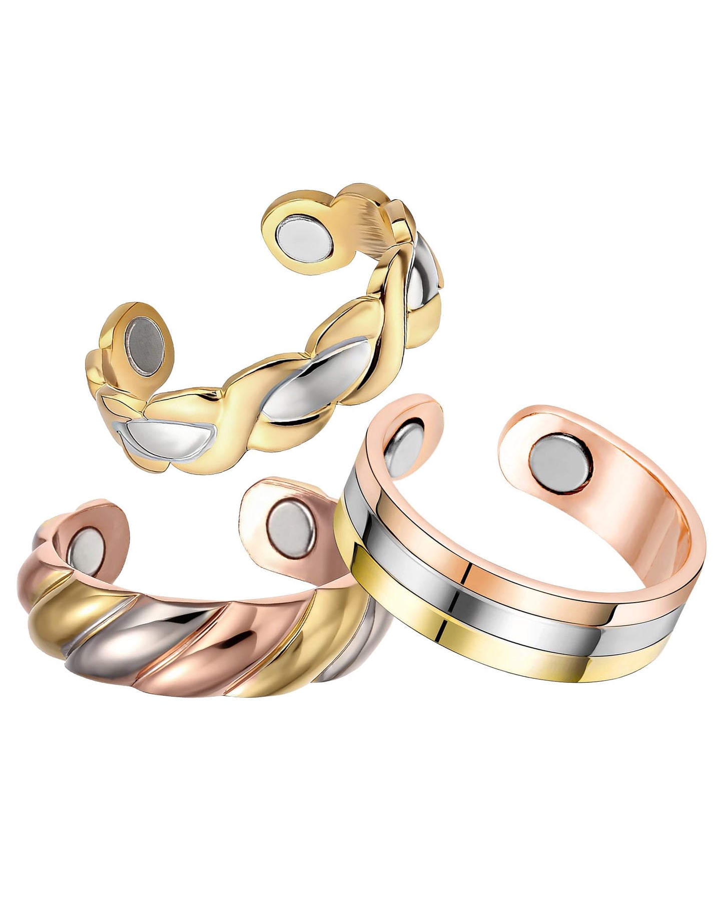 BioMag Copper Rings for Women, 99.99% Pure Copper Magnetic Rings Thumb Rings for Lymphatic Drainage, Adjustable Jewelry Gifts for Women (Multi Tone)