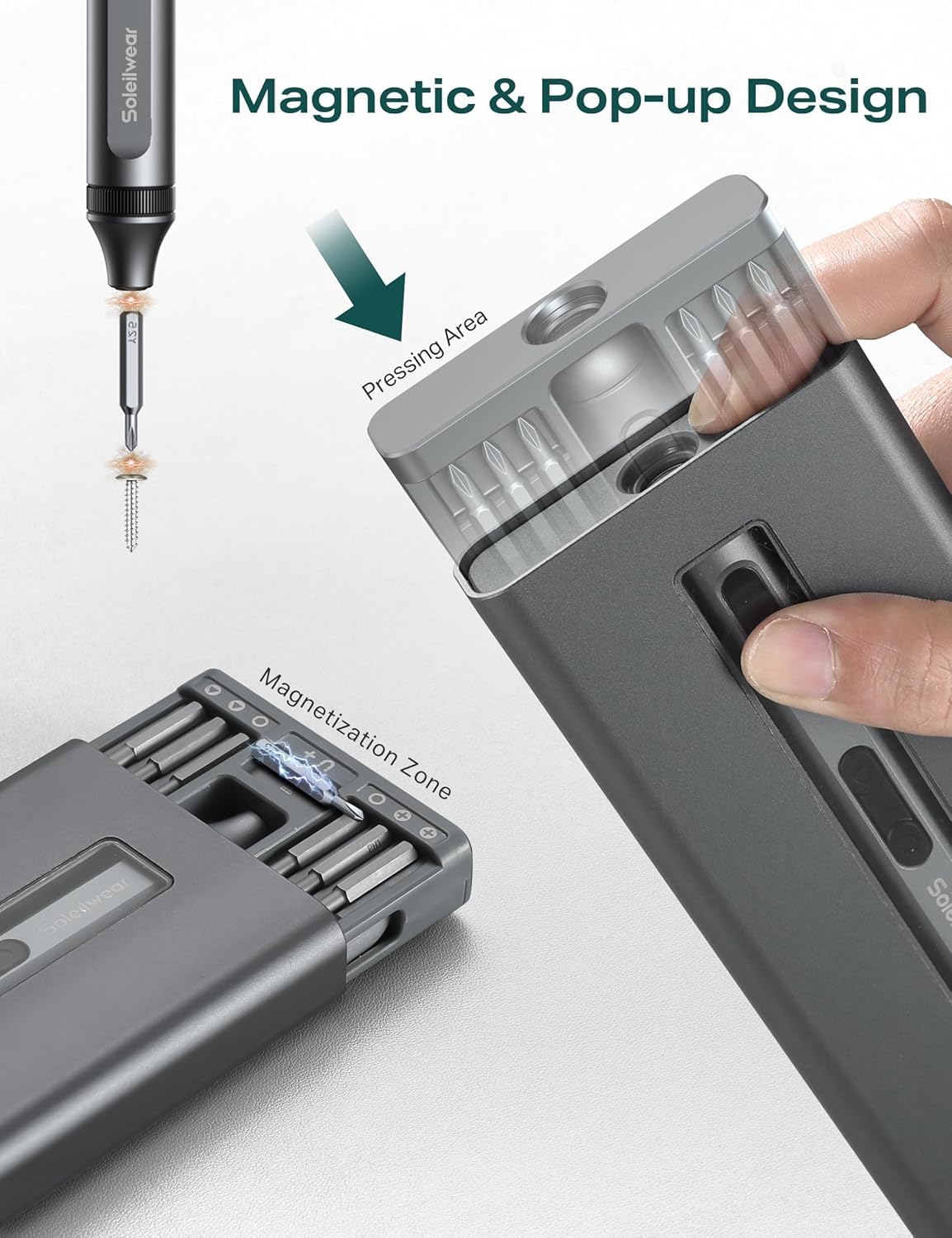 Mini Electric Screwdriver Set, 52 in 1 Precision Electric Screwdriver Cordless with 48 Magnetic Bits, Power Screwdriver Repair Tool Kit with Tweezers and Pry Bar, for Laptop Phone Electronics Repair