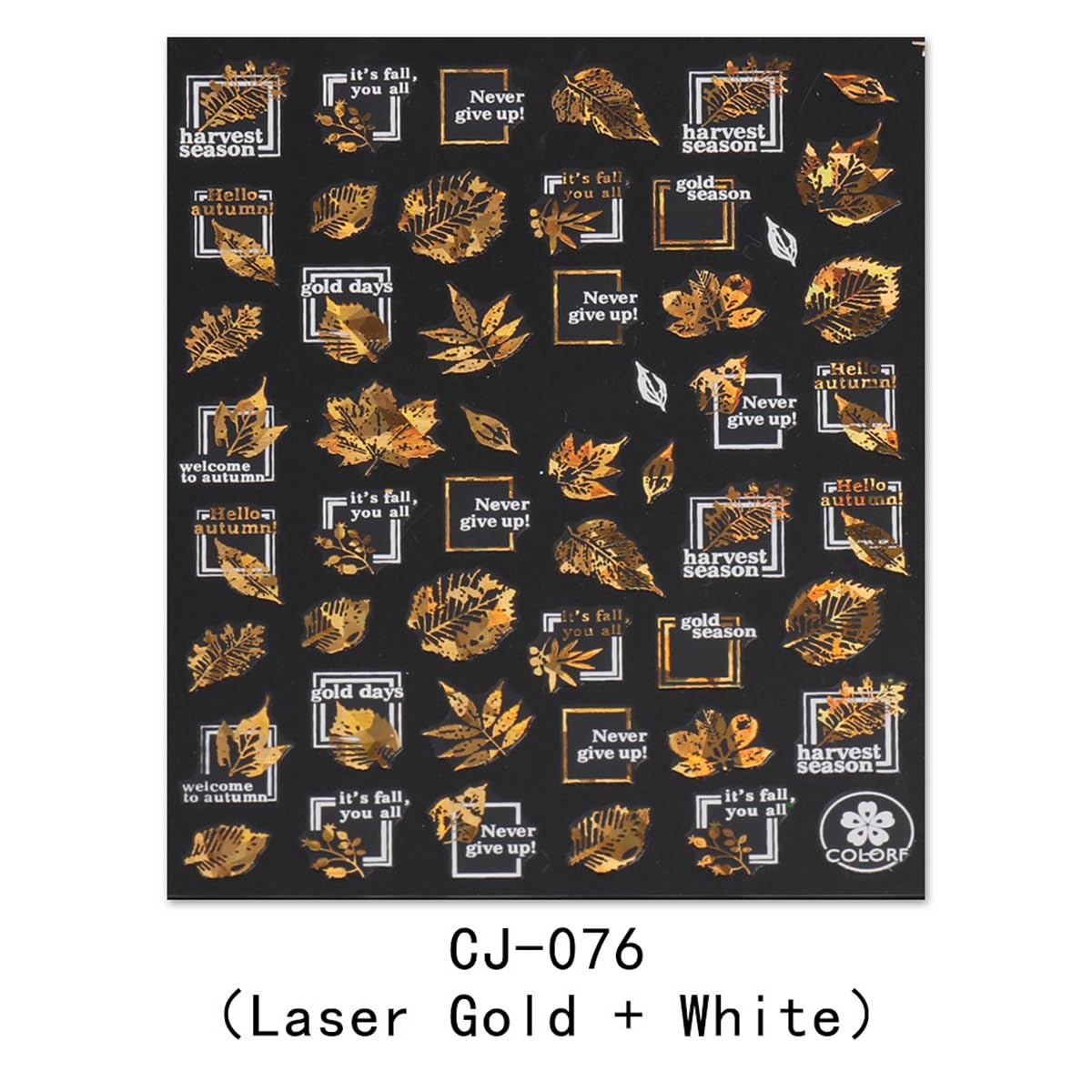 9 Sheets Fall Nail Art Stickers Maple Leaf Nail Decals Flower Tree Nail Design Decals 3D Self-Adhesive Glitter Gold Nail Stickers Thanksgiving Holiday Nail Art Decoration for Women Manicure Tips