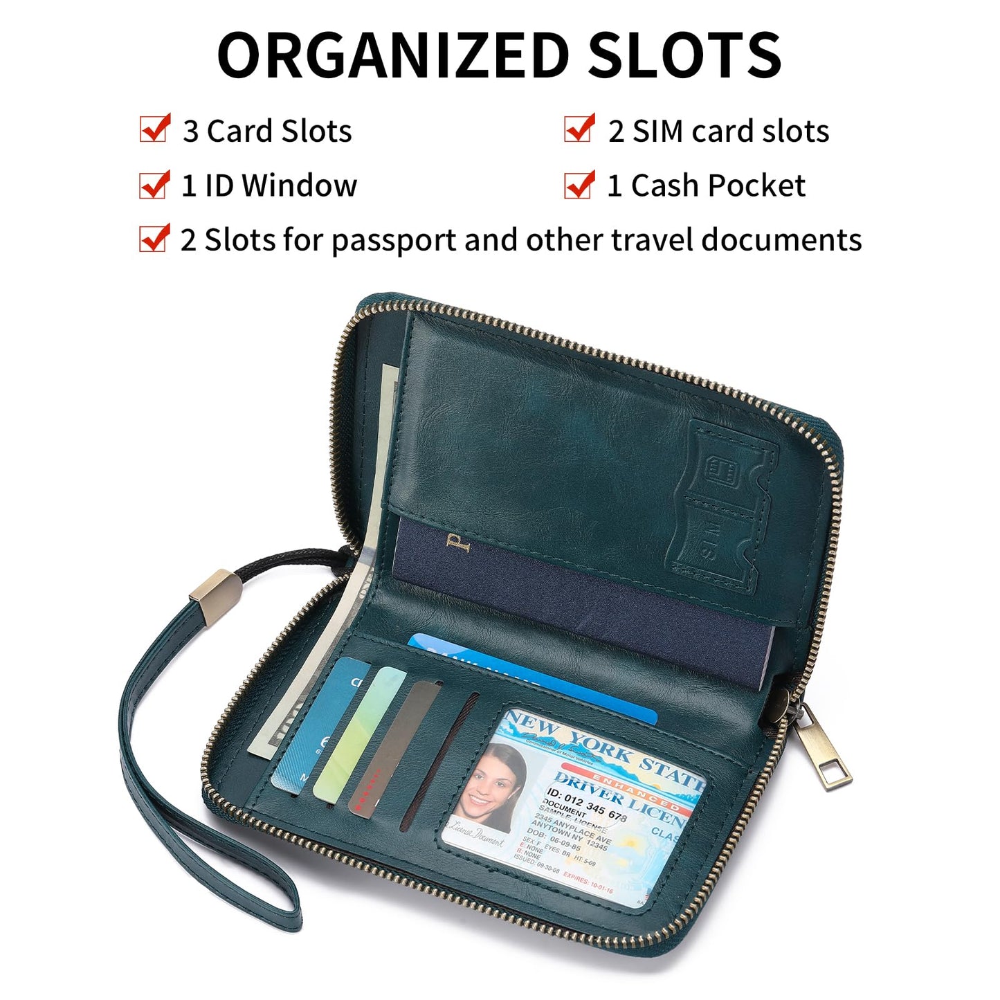 LEEXTON RFID Blocking Passport Holder for Wallet,with Zipper Travel Wallet Credit Cards Case Women Men Passport Cover Wallet