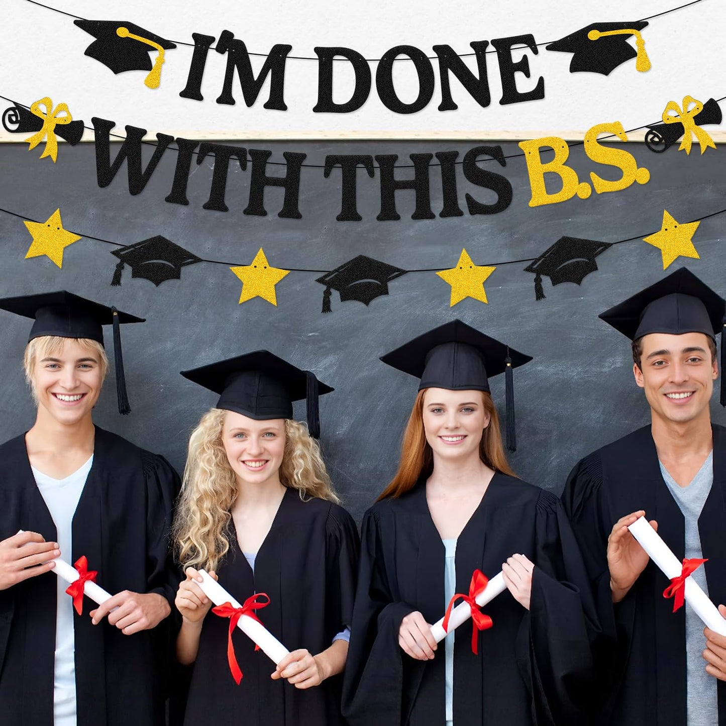 I'm Done with This B.S. Banner Class of 2025 Bachelor Graduation Party Decoration College Grad Decor Congrats Grad Backdrop Congratulations We Are So Proud of You Decor