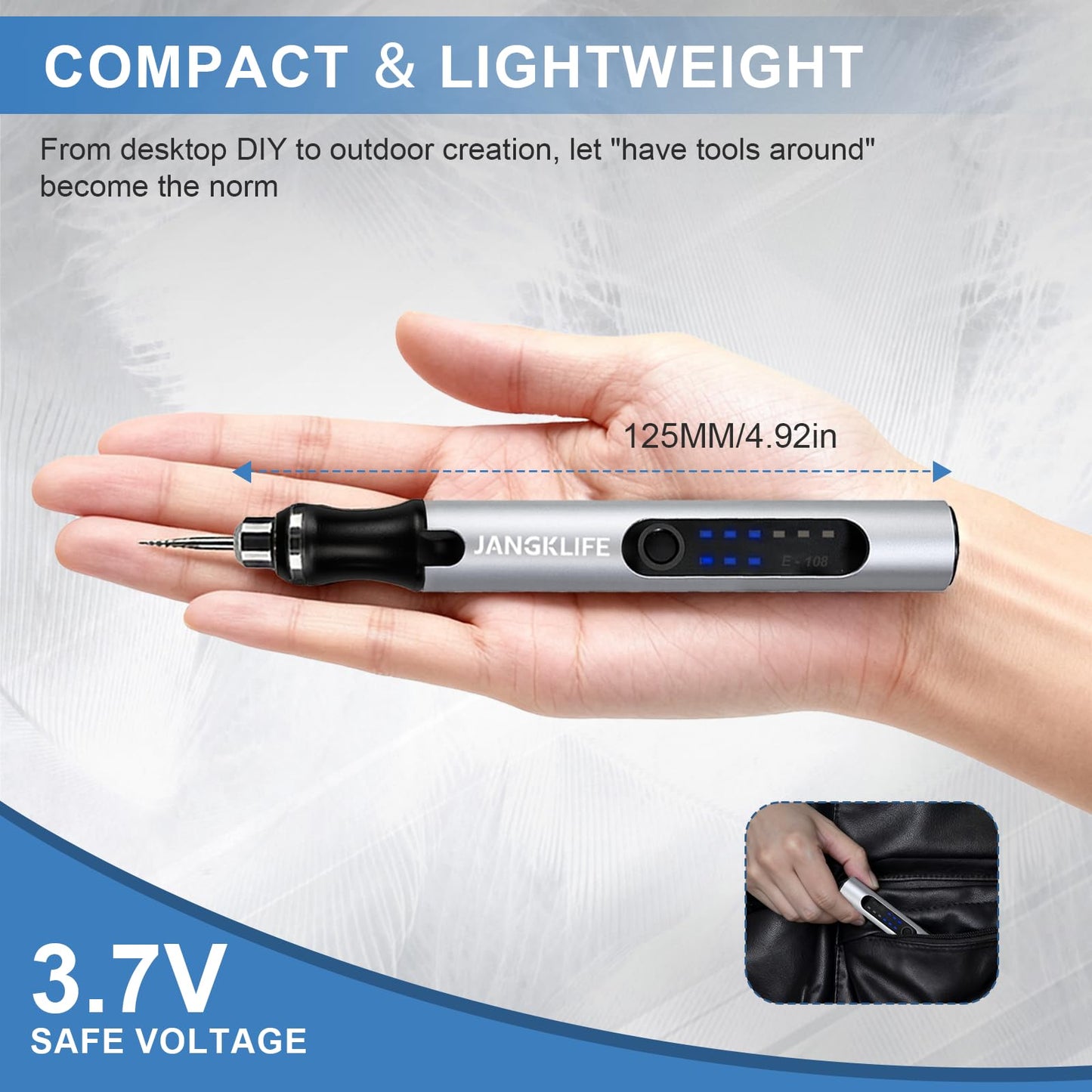 JANGKLIFE USB Rechargeable Engraving Pen with 42 Bits, Mini Rotary Tool kit,Engraver for Wood, Metal, Glass, and Plastic - Ideal for DIY, Jewelry, and Model Making