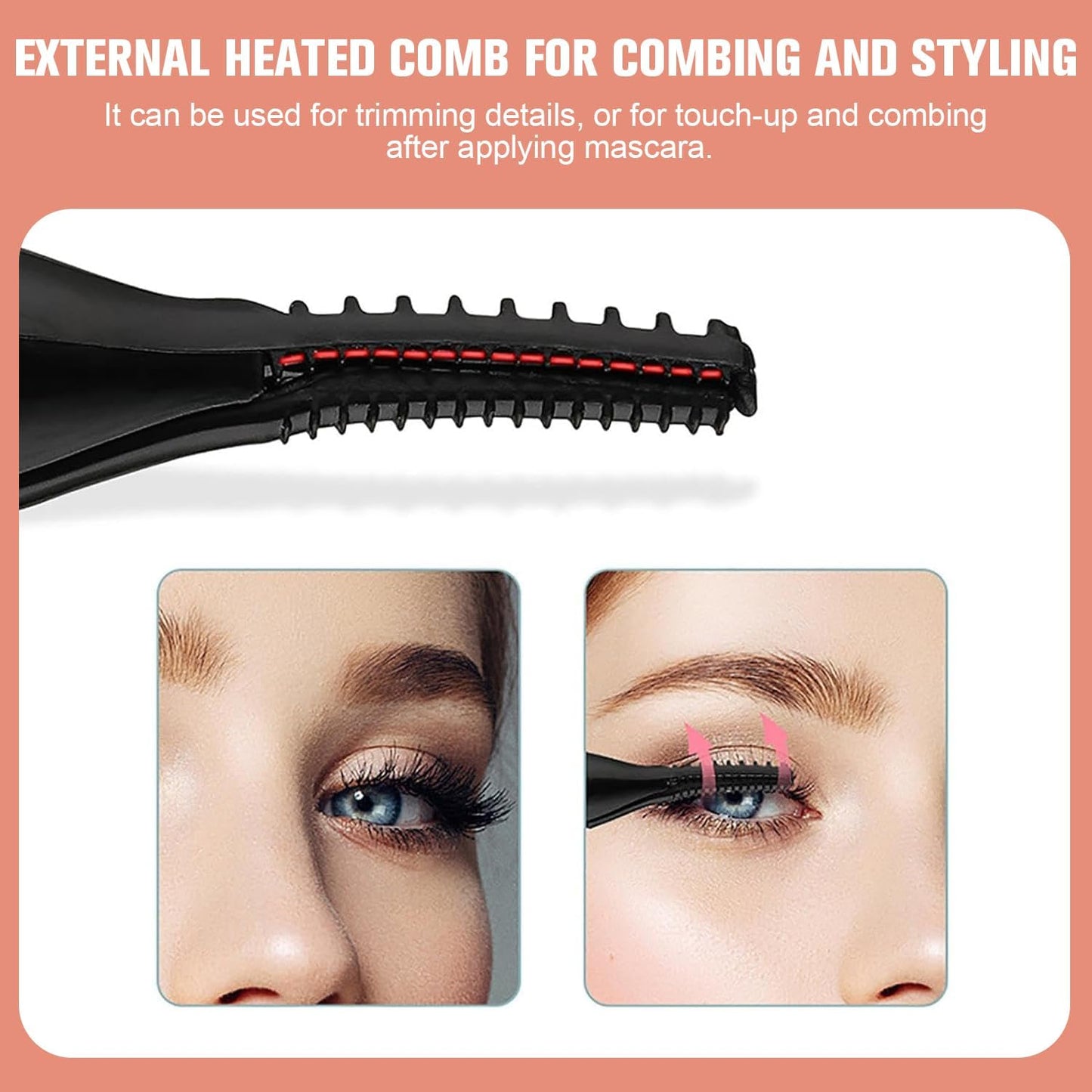 Heated Eyelash Curler, 2 in 1 Clip-Type Design, USB Rechargeable Electric Eyelash Curler, 3 Heat Modes, Natural Curling 24 Hours Long Lasting, Beauty Tools for Women (Black)