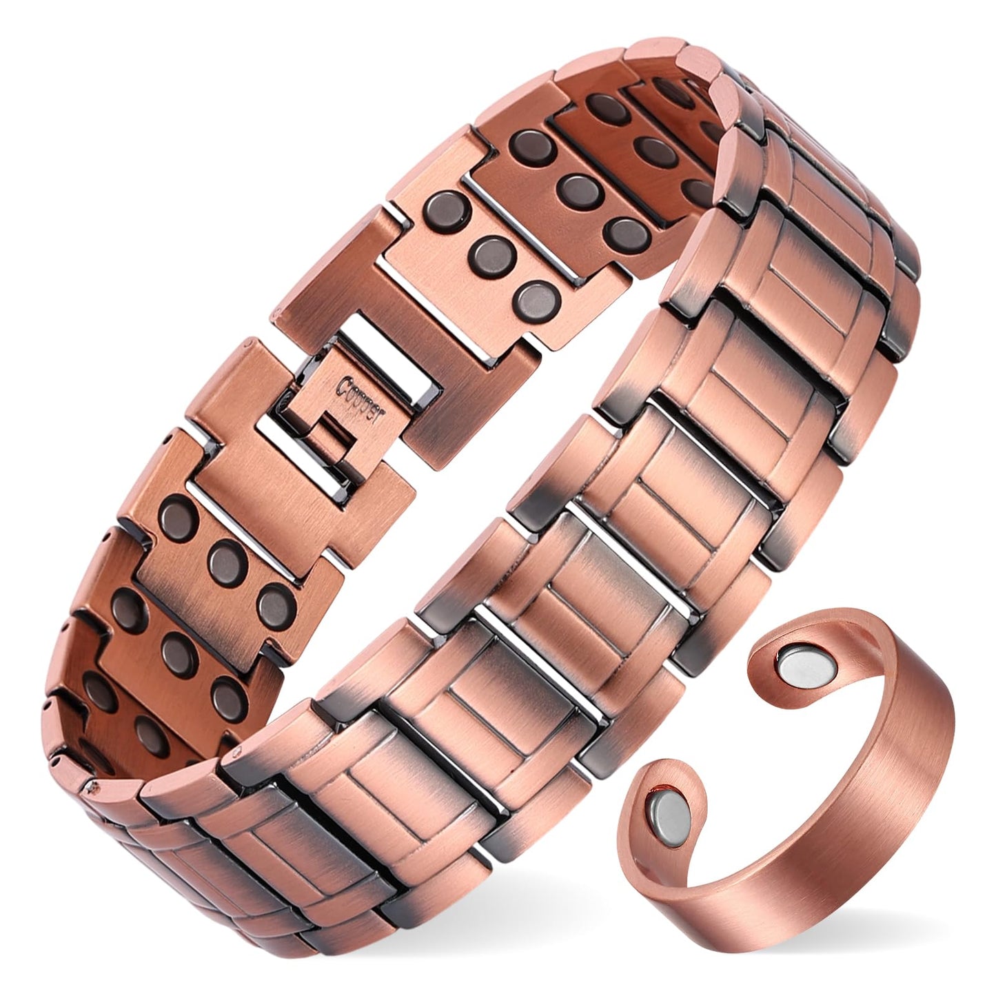 MagEnergy Copper Bracelet for Men, 3X Strength Magnetic Bracelet, 99.99% Pure Copper Jewelry Gift with Sizing Tool