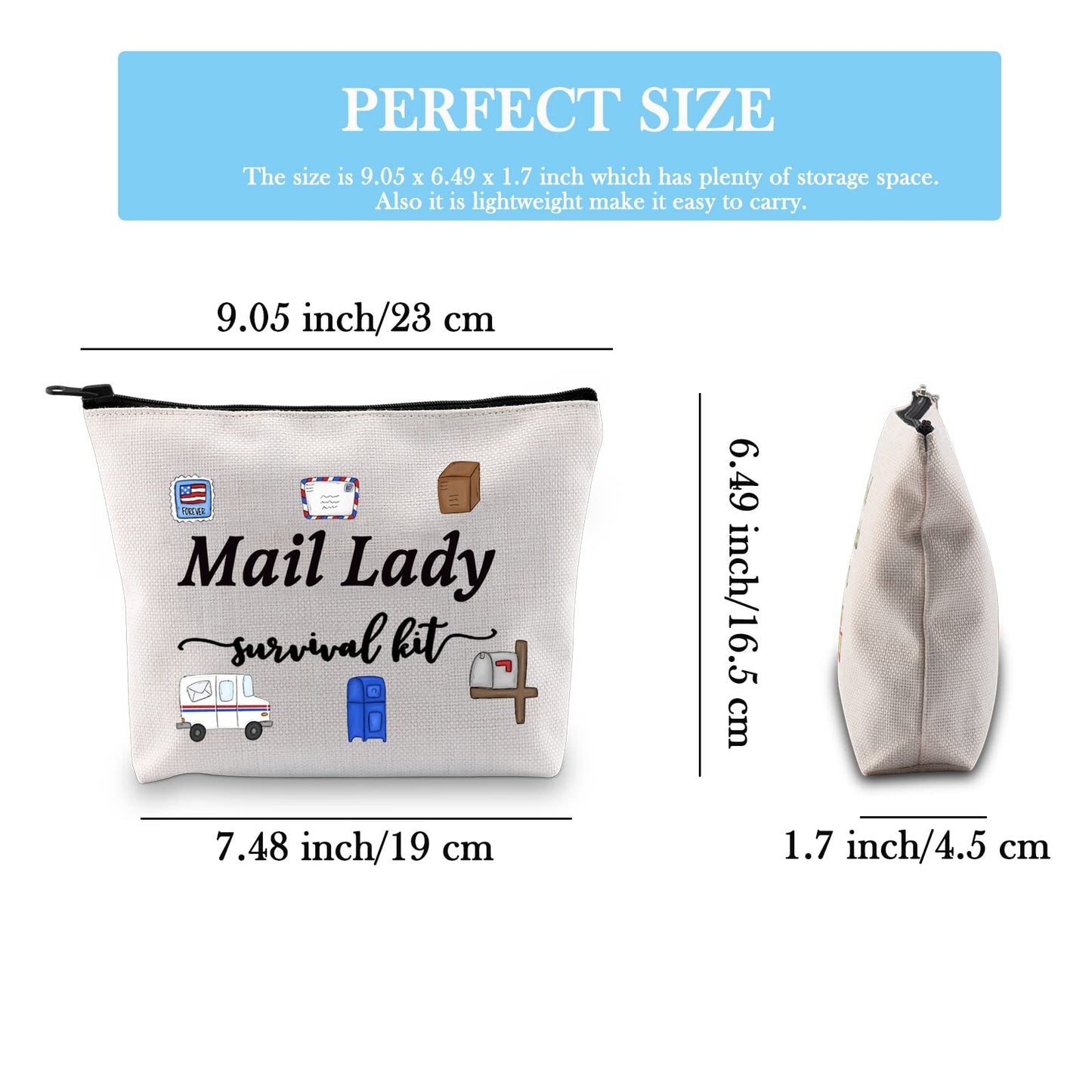GJTIM Mail Lady Survival Kit Postal Worker Gift Zipper Pouch Makeup Bag Appreciation Gift for Mail Carrier Mailman (Survival Mail Lady Bag)