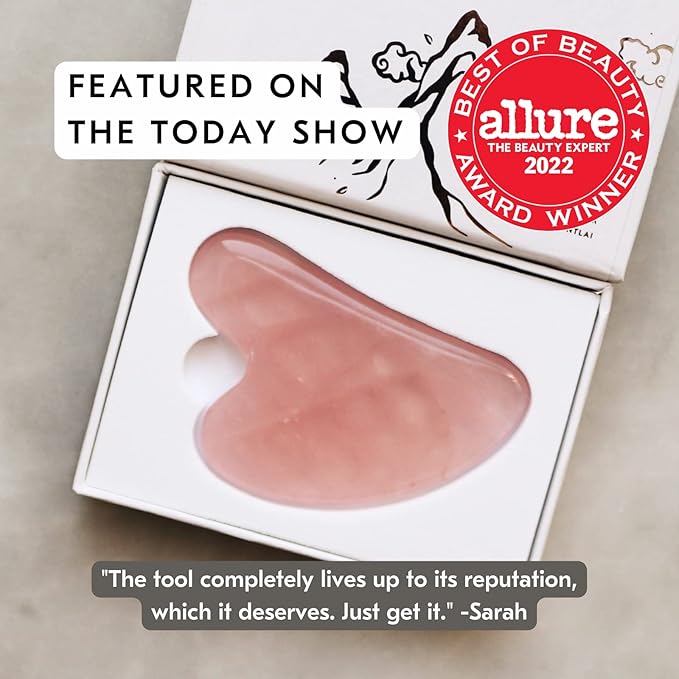 Mount Lai Rose Quartz Gua Sha Facial Tools – The Stone of Love – Face & Body Guasha Tools for Self-Care, Massager for Sculpting, Muscle Tension Relief & Puffiness Reduction