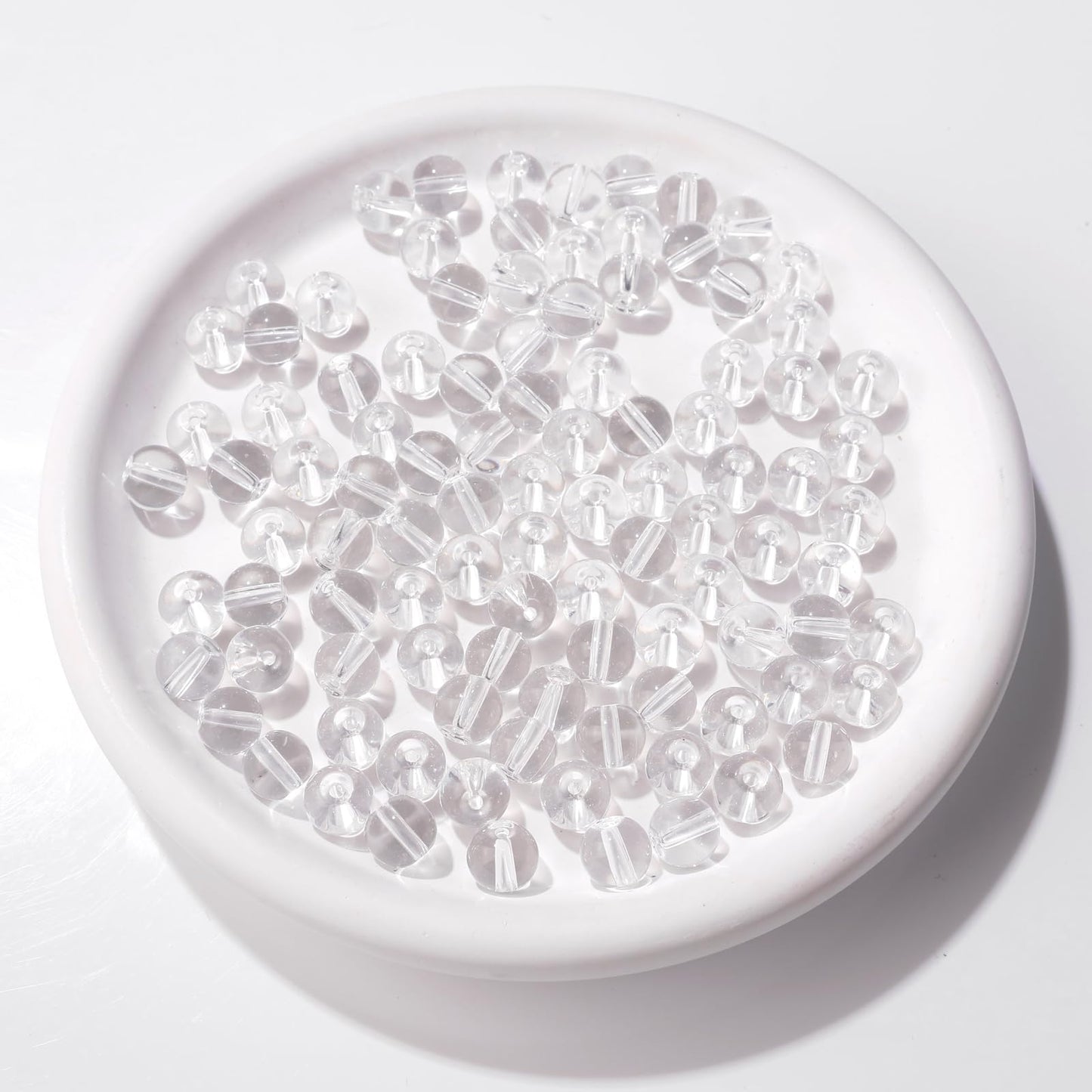 Raicegs 100pcs 8mm Clear Quartz Beads Natural Gemstone Beads Round Loose Beads for Jewelry Making DIY Bracelets Necklace