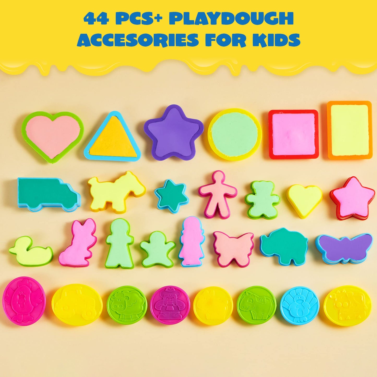 JOYIN 44 Clay Tools Set for Kids, Clay Accessories with Various Plastic Molds, Rolling Pins, Cutters, Gift for Boys Girls