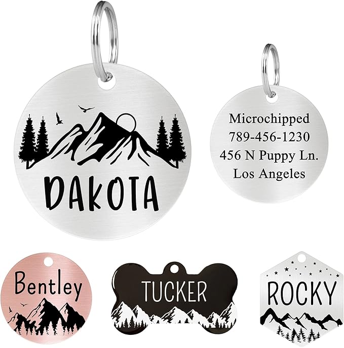 Ultra Joys Custom Dog Tag Personalized Pet Name Tag - Large Bone Mountain