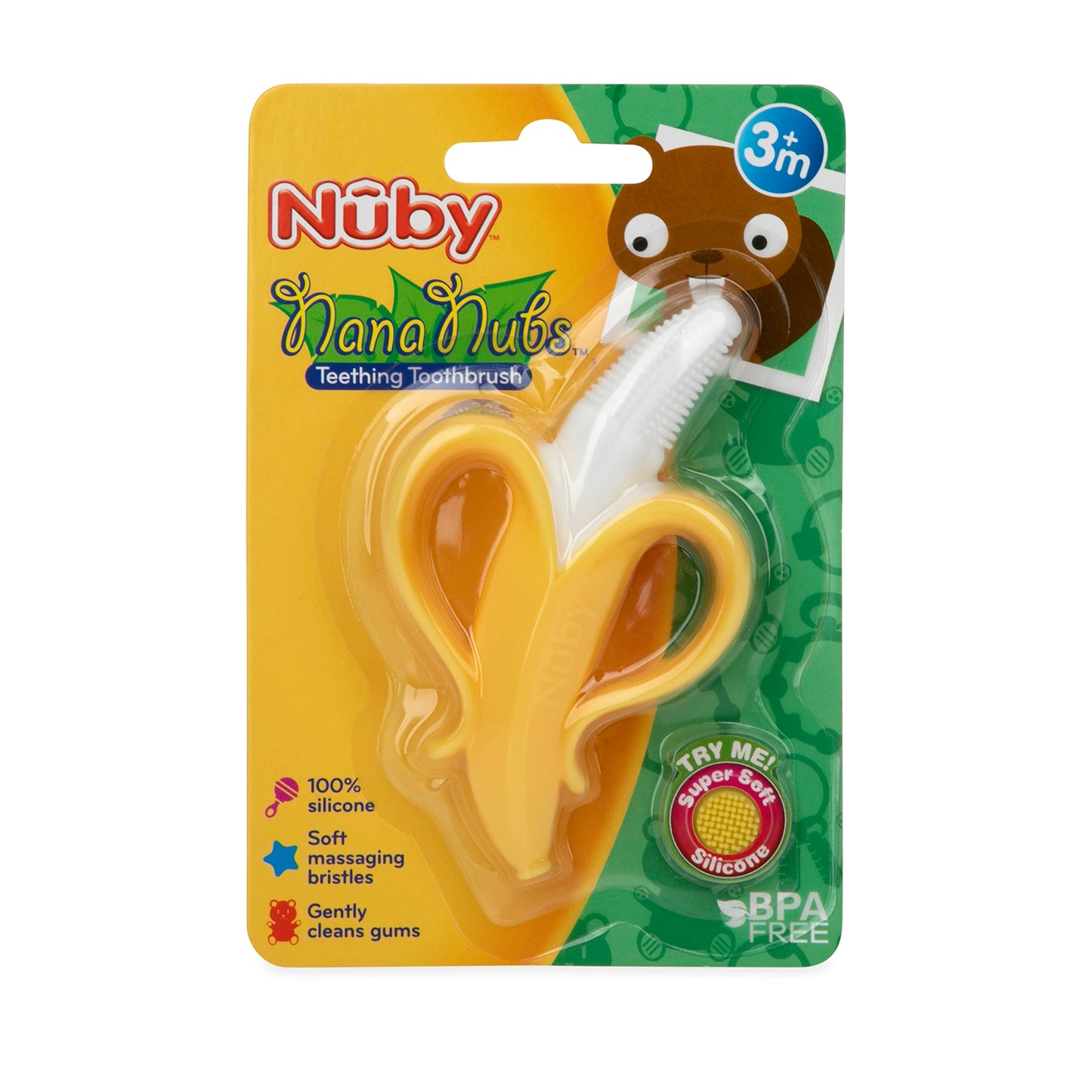 Nuby Nananubs Banana Massaging Teether – Baby Teething Toys 3 Months and Up, Silicone Teether for Sore Gums, Infant Toy, Baby Essentials, Brush, Travel Accessory, Gift for Babies (Pack of 48)