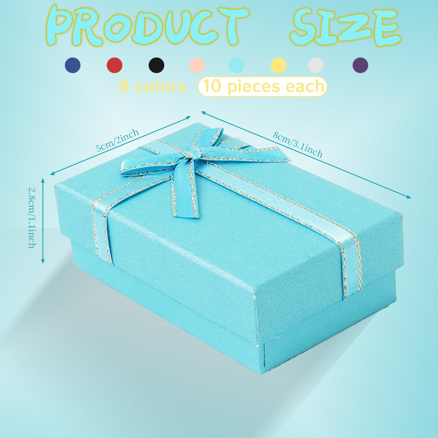 PEDOBALI 80 Pcs Jewelry Gift Boxes Set with Lids 3.1 x 2 x 1.1 Inches Small Jewelry Gift Boxes 8 Colors Bracelet Necklaces Case Earrings Cardboard Case for Weddings Anniversaries