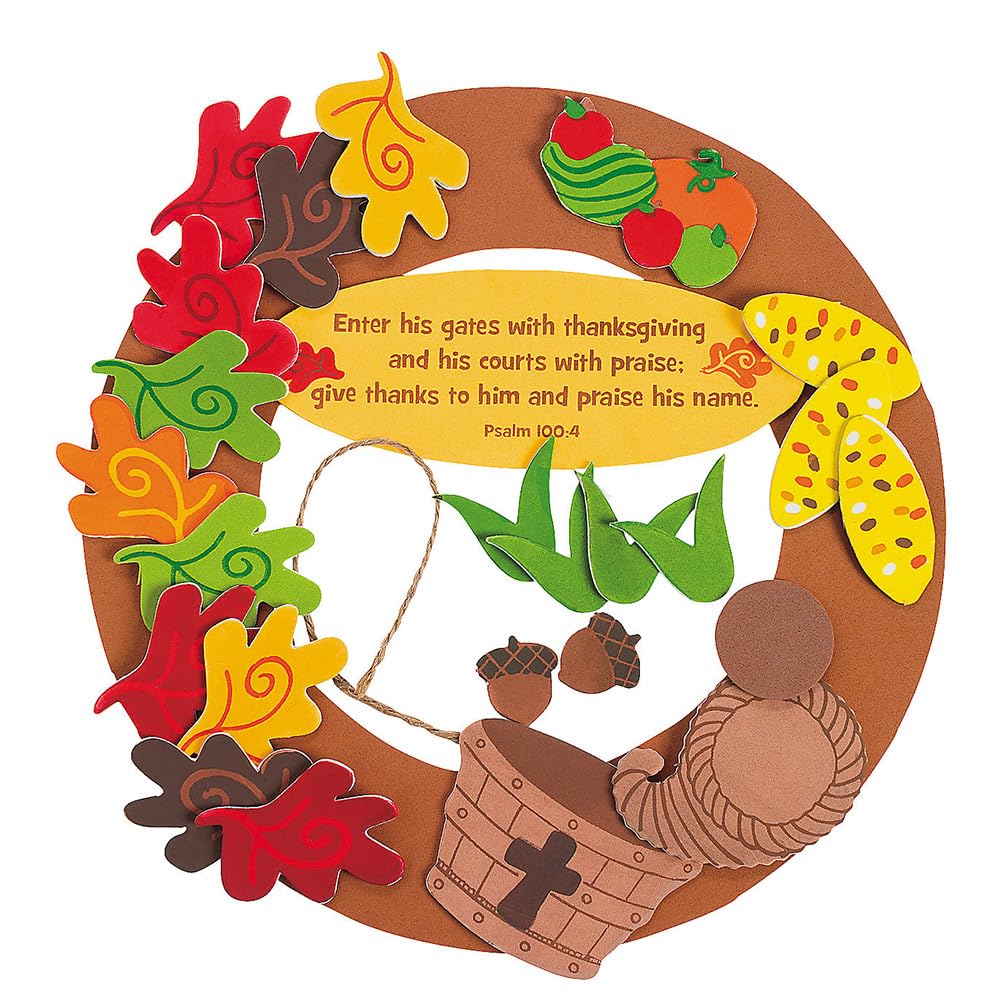 Inspirational Thanksgiving Wreath Craft Kit - Makes 12 - Crafts for Kids and Fun Home Activities