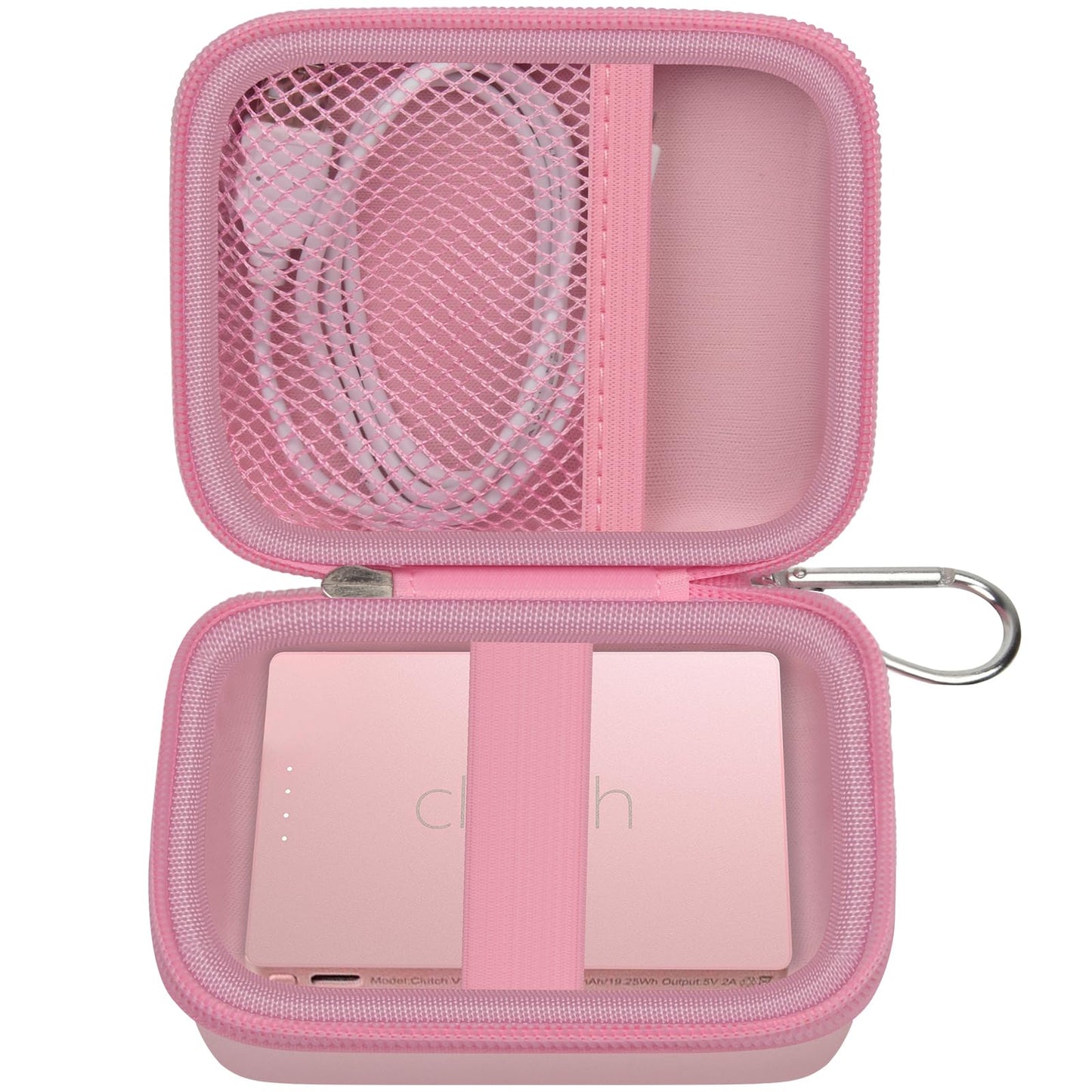 ANKHOH Case for Clutch Pro Portable Charger/iPhone/INIU/podoru/Anker MagGo/Anker Nano Magsafe/TRKOY/Anker 621/ golioklsy Power Bank Travel Storage for Battery Pack, USB Charging Cable(Box Only) Pink