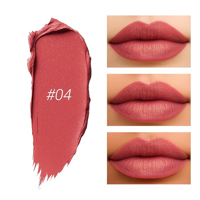 Erinde Matte Shimmer Lipstick Lip Liner Crayon for Women, 24 Hour Lipstick Lip Liner Pencil, Neutral Lipliner Waterproof Long Lasting Smudge Proof, Vegan & Cruelty-Free, C04 Rosewood Red