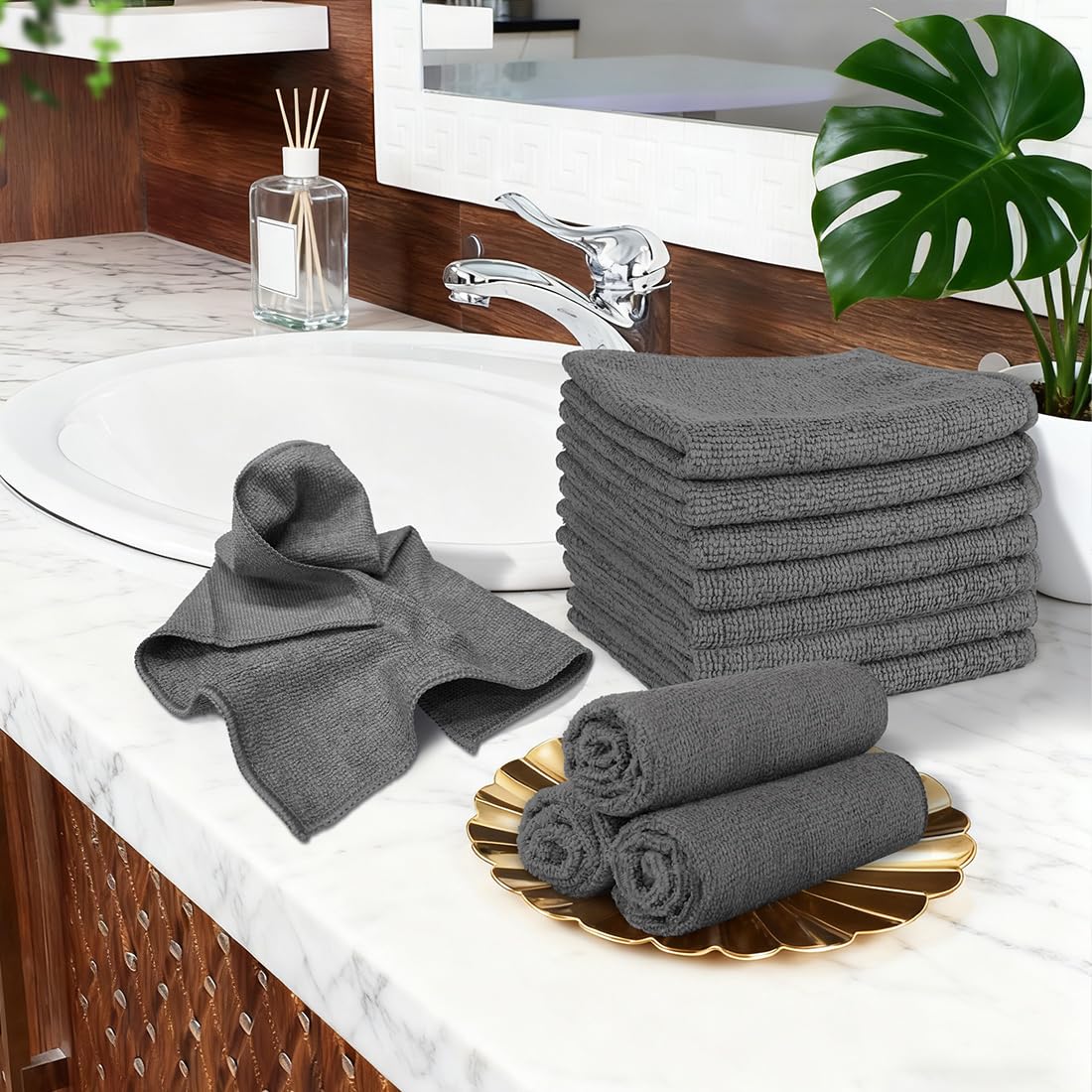 Wash Cloths Face Towels 12x12 Inch 20 Pack (20 Count)