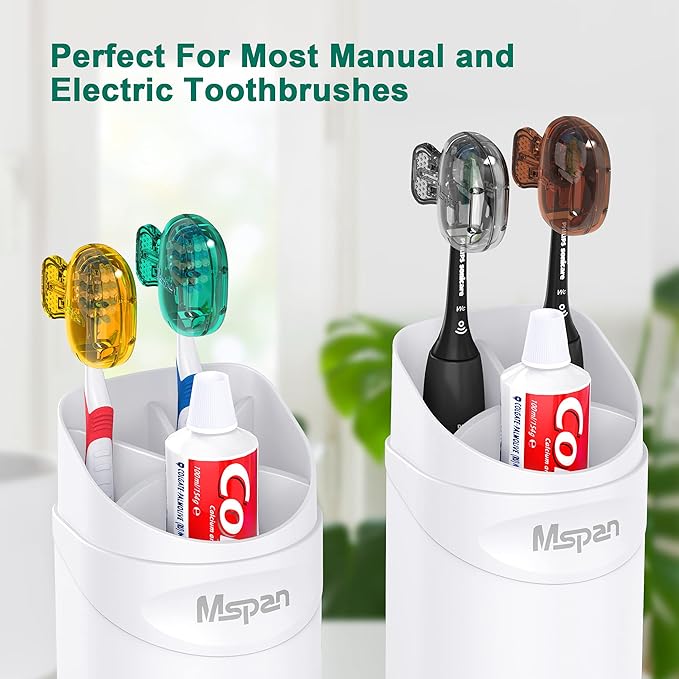 Mspan Toothbrush Protector Travel Cover: Brush Head Cap Cute Clip Case Bulk Guard - Oral Care Accessories Pod for Kids Adults