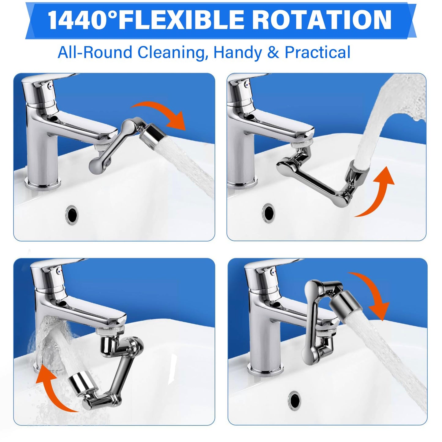 360° Rotating Faucet Extender with Adapter – Multifunctional Sink Spray Head for Bathroom & Kitchen Sinks (Extender 2-pack)