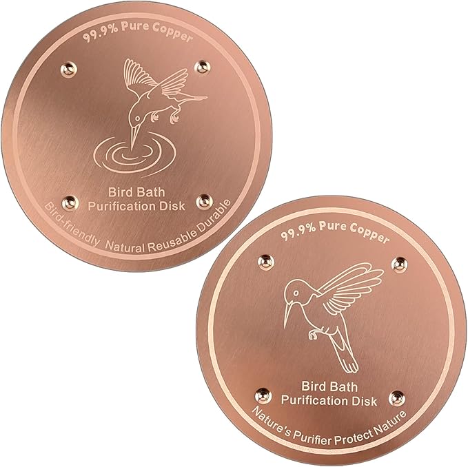 1 Pcs Copper Disc for Bird Bath | 99.99% Pure Copper Plate & Birdbath Disk | 0.6mm Thick Reinforced Design | Maintains Clean Water Naturally | Fits All Birdbath Bowls Year-Round (Bird Style 3)
