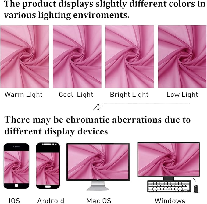 Lecloud Hot Pink Sheer Curtains 72 Inches Long 2 Panels, Solid Voile Light Filtering Living Room Curtains for Bedroom, Rod Pockets Window Treatment Transparent Airy Drapes, Each Panel 42" W x 72" L