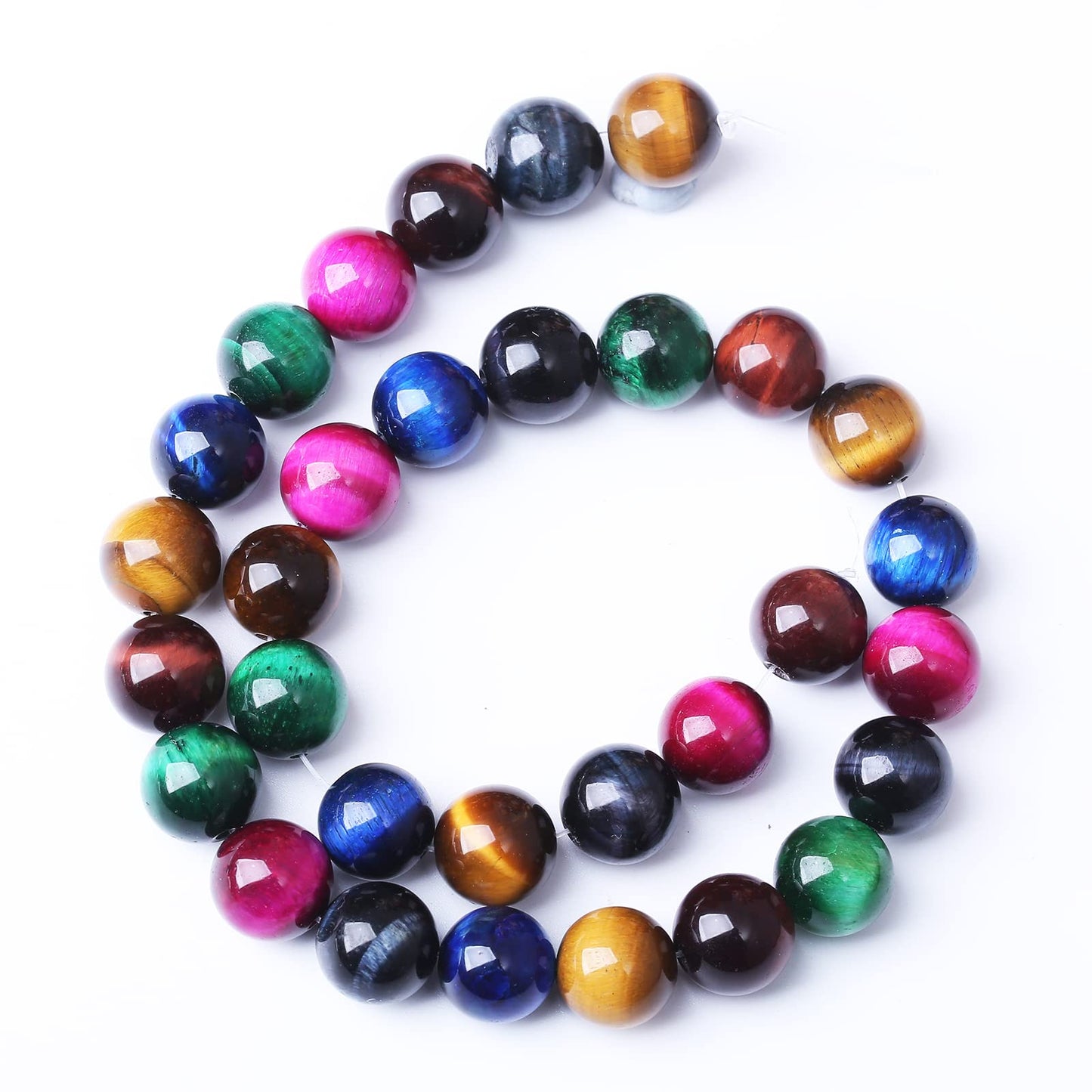 36PCS 10MM AAA Colorful Tiger Eye Stone Beads Natural Gemstone Bead Crystal Healing Energy Jewelry Making DIY 15 inches