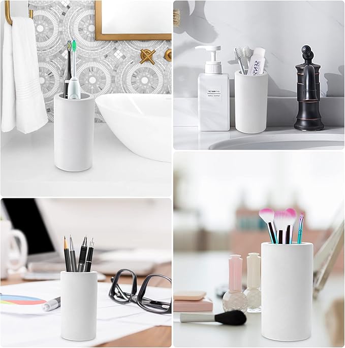 Diatomite Toothbrush Holder, BOJDOPIE Water Absorption Quick Drying Bathroom Countertop Organizer, Stand Cup for Toothpaste Makeup Brushes Razors
