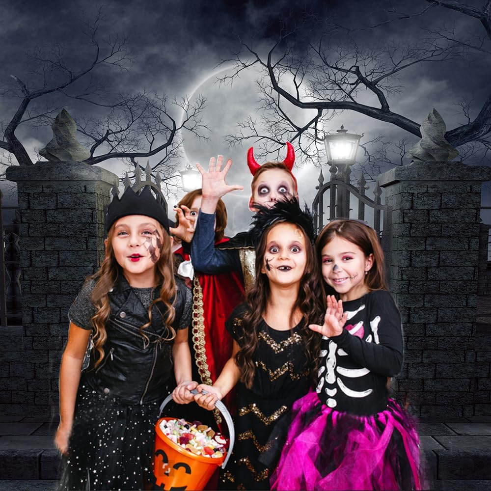 CHAIYA 8x8ft Halloween Backdrop Background Nightmare Before Christmas Backdrop for Photography Zombie Themed Photo Booth Party Decorations CY034