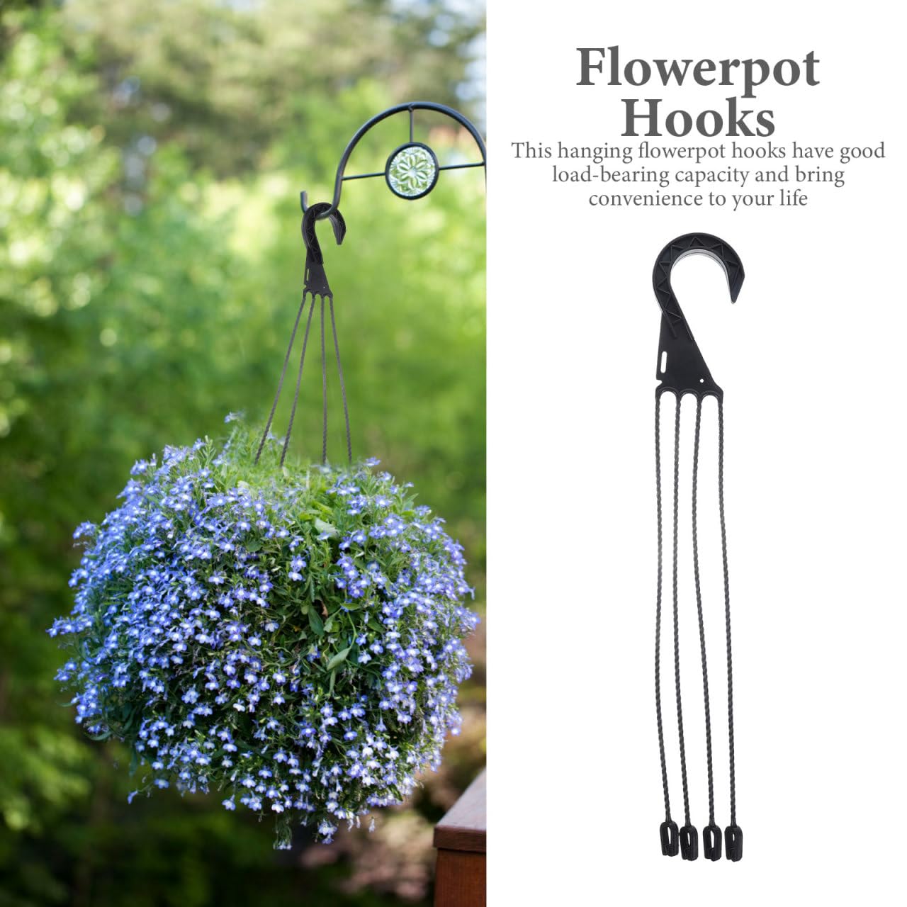 Toddmomy Hanging Basket Hooks 5-Pack Plastic Flower Pot Hangers for Outdoor Balcony Patio Planter Holder with Easy Installation
