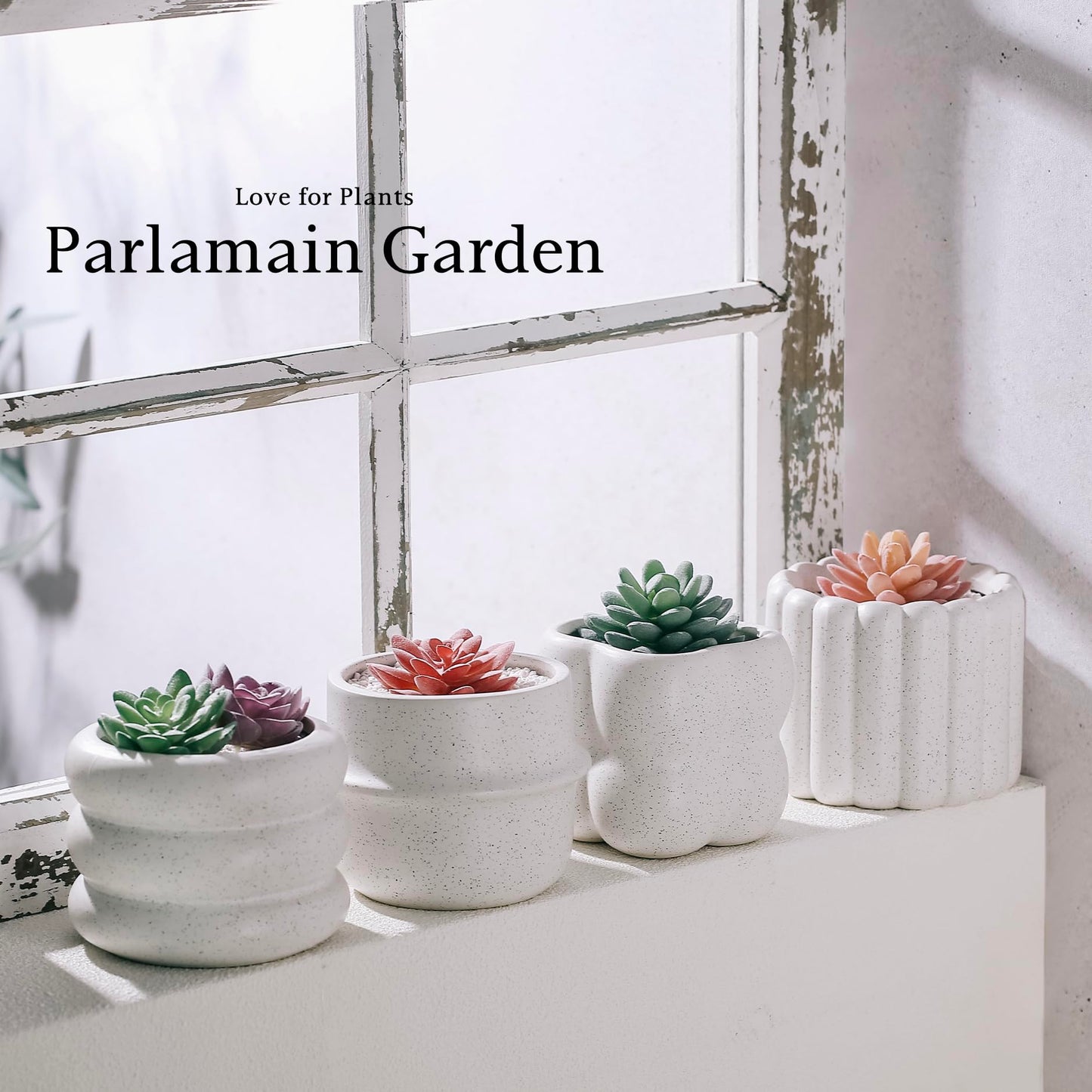 Parlamain Ceramic Succulent Pots Set of 4 Small Planters for Indoor Plants 4x4 Inch Decorative Plant Pots Modern Home Decor