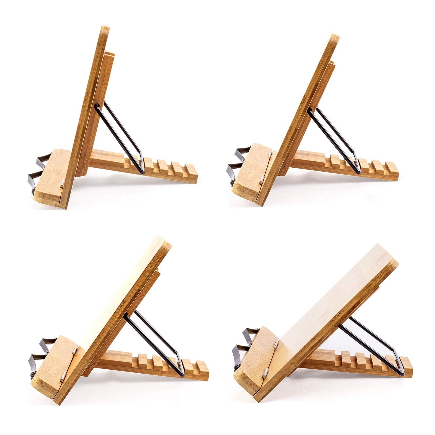 Large A+ (15.4 x 11) Inch XL Bamboo Book Stands & Holders for Reading Hands Free in Bed,Cookbook,Textbook,Law,with 6 Adjustable Height Document Stand