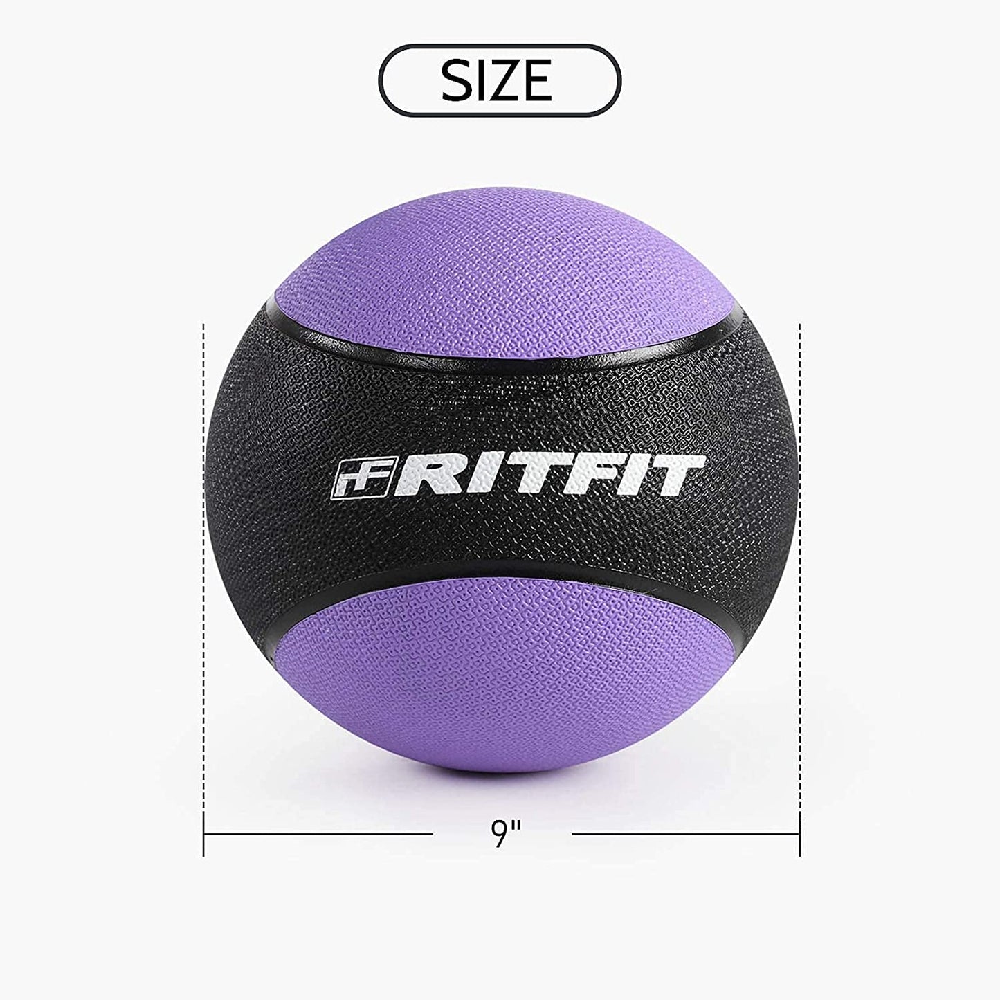 RitFit Weighted Medicine Ball Set - 6LB / 8LB / 10LB / 12LB, Non-Slip Rubber Shell & Dual Texture Grip - Workout Exercise Ball for Core Strength, Balance Training, Coordination Fitness