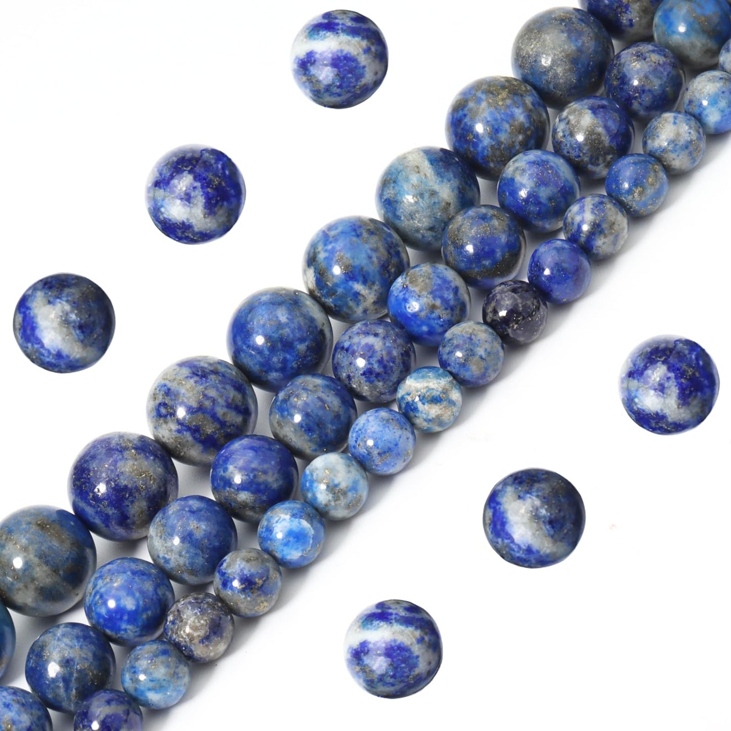 Siomia 45pcs 8mm Natural Lapis Lazuli Gemstone Beads Energy Healing Crystal Round Loose Stone Beads for Jewelry Making, DIY Bracelets Necklaces