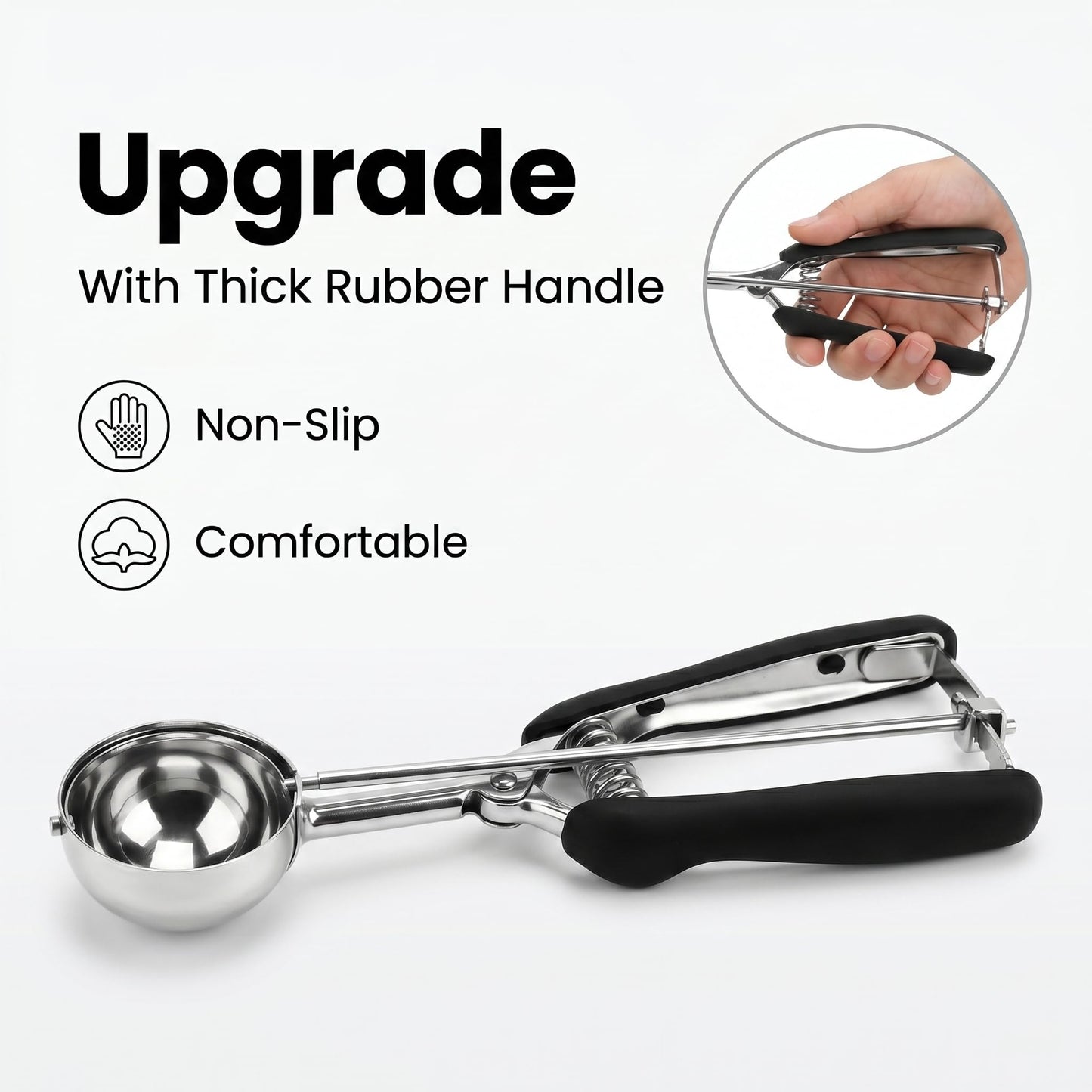 Cookie Scoop Set, 3Pcs Ice Cream Scoop, Cookie Scoops for Baking Set of 3, 18/8 Stainless Steel Cookie Scooper for Baking, Ice Cream Scooper with Trigger Release, Cookie Dough Scoop with Non-slip Grip